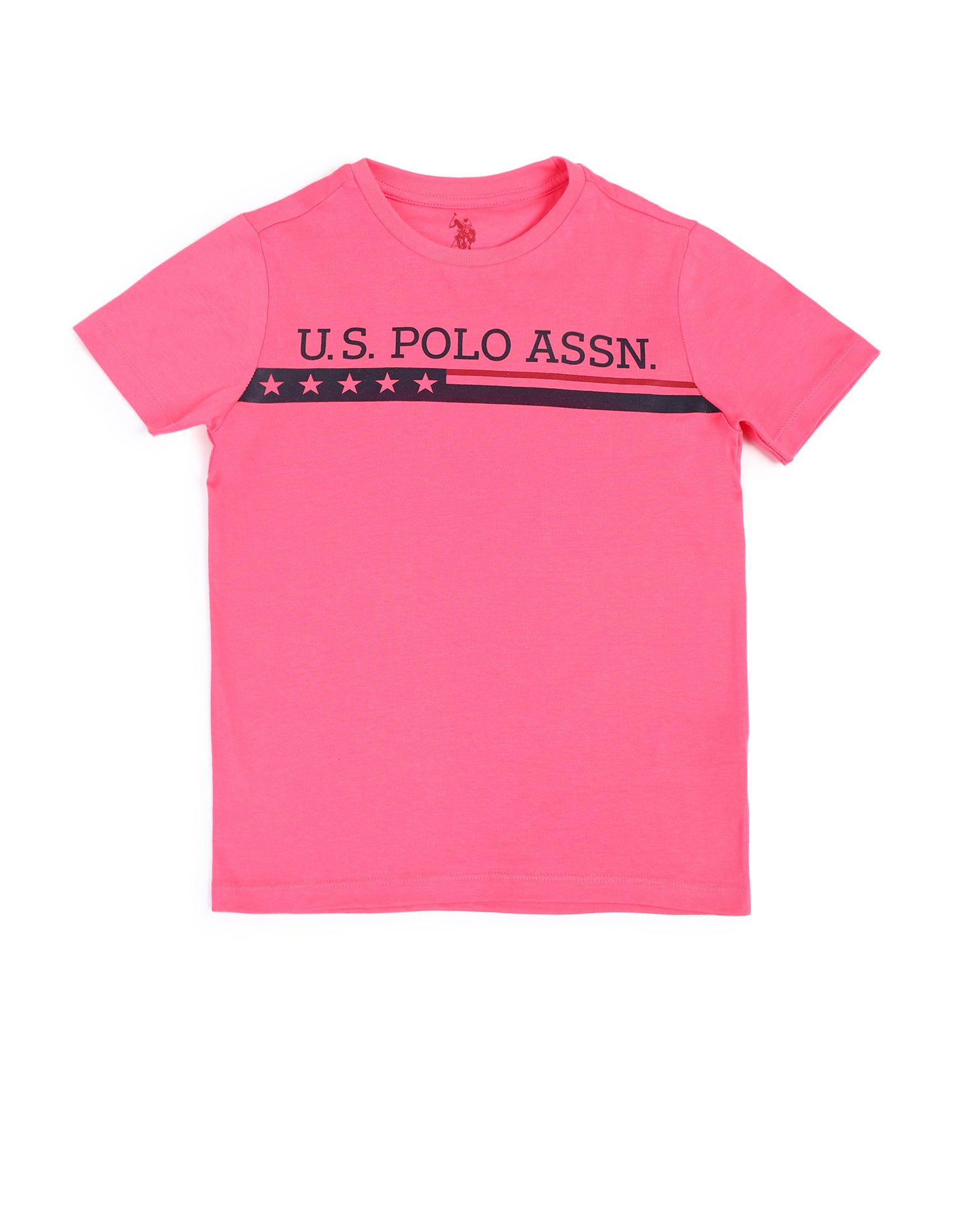 Boys Crew Neck Brand Printed T-Shirt Light Pink - U.S. POLO ASSN. | Large