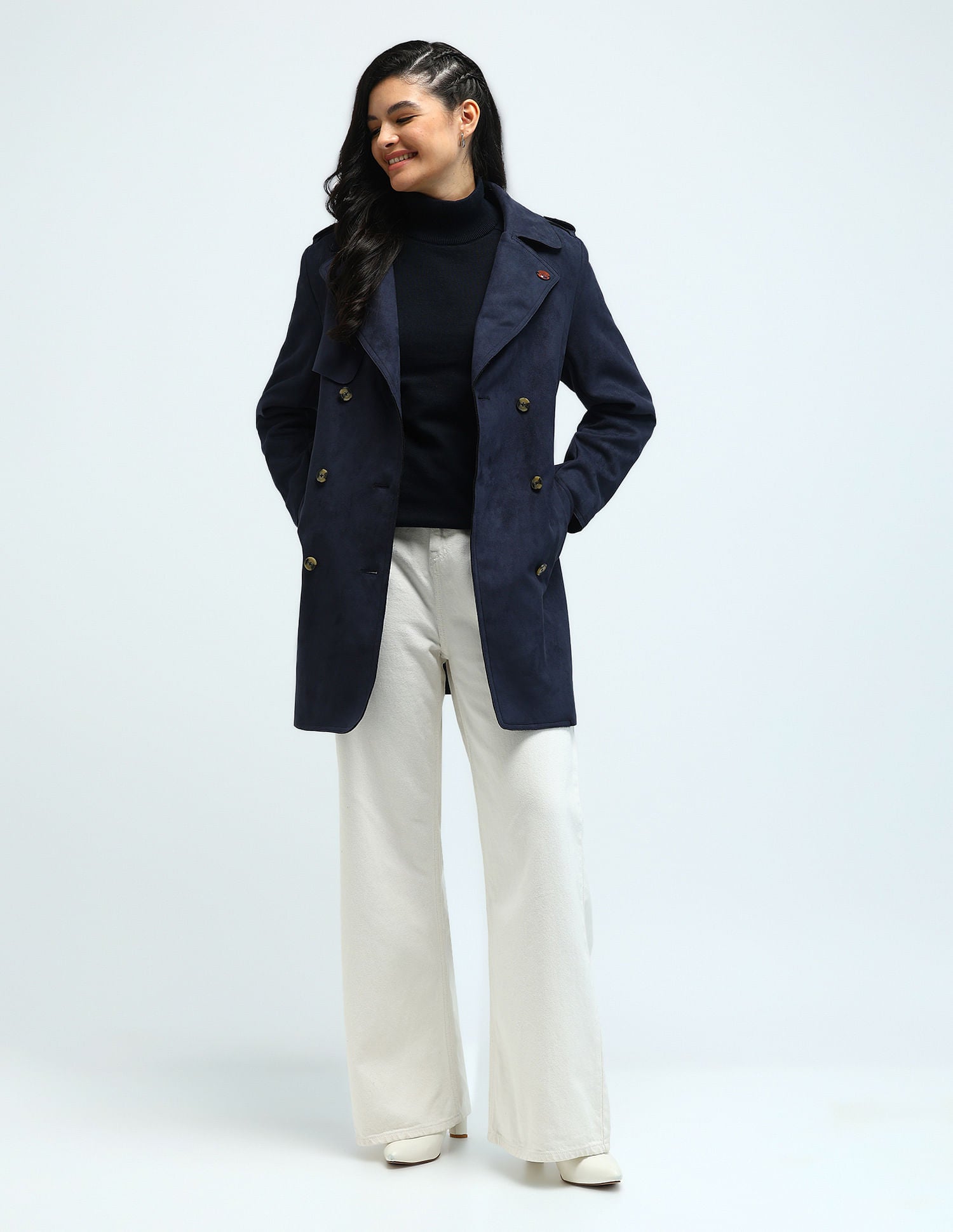 Longline Lapel Collar Jacket Navy - U.S. Polo Assn. India | Large
