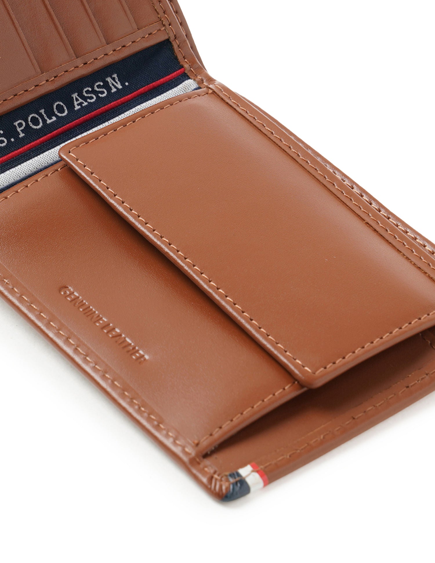 Bi-Fold Taping Leather Patras Wallet Tan - U.S. POLO ASSN. | Large