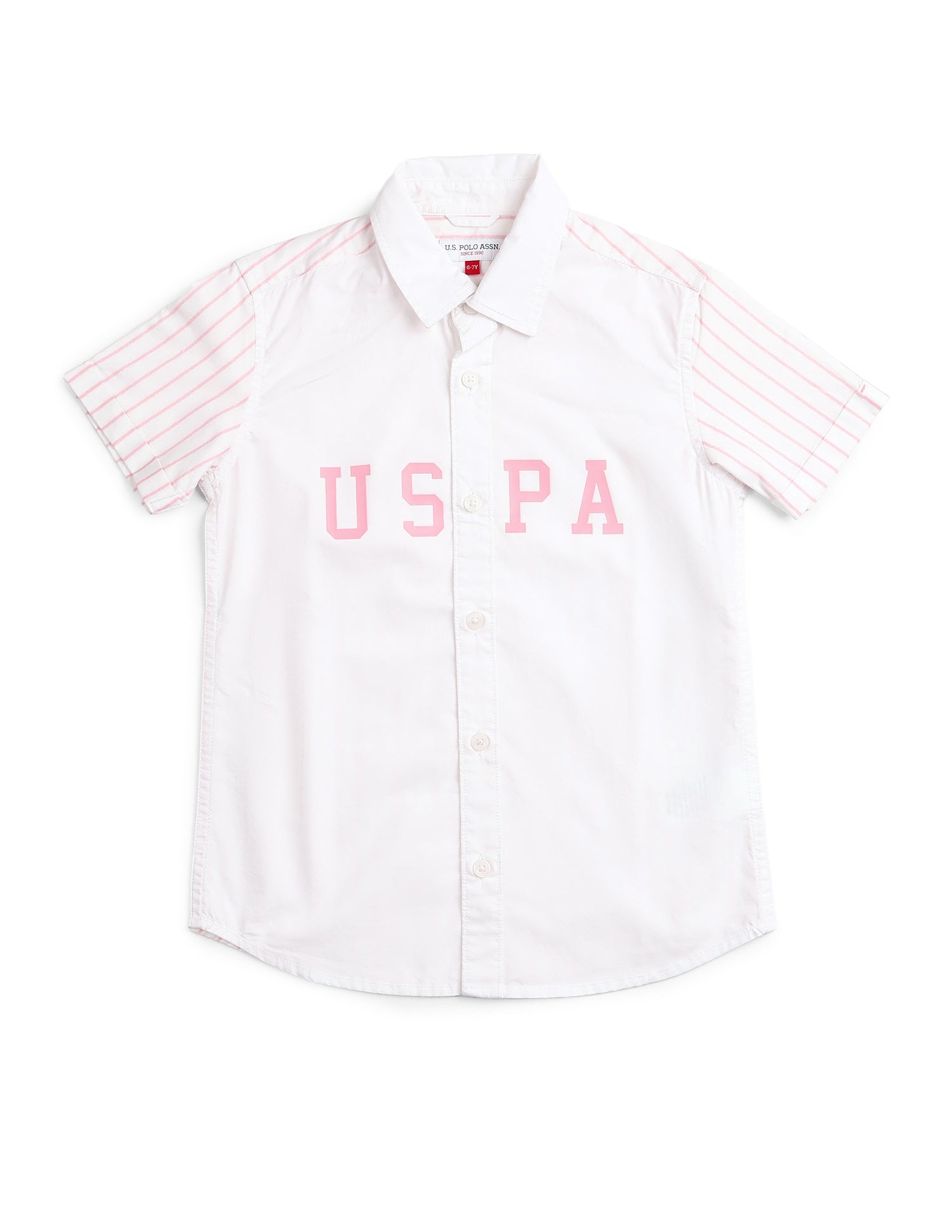 Boys Vertical Striped Regular Fit Shirt Pink - U.S. POLO ASSN. | Large
