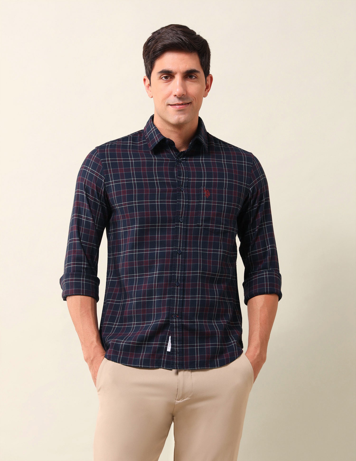 Grid Tattersall Checked Regular Shirt Navy - U.S. POLO ASSN. | Large