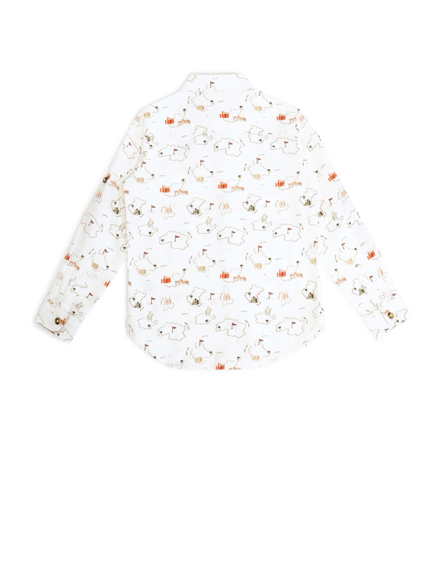Boys All-Over Printed Regular Fit Shirt Ecru - U.S. Polo Assn. India | Large