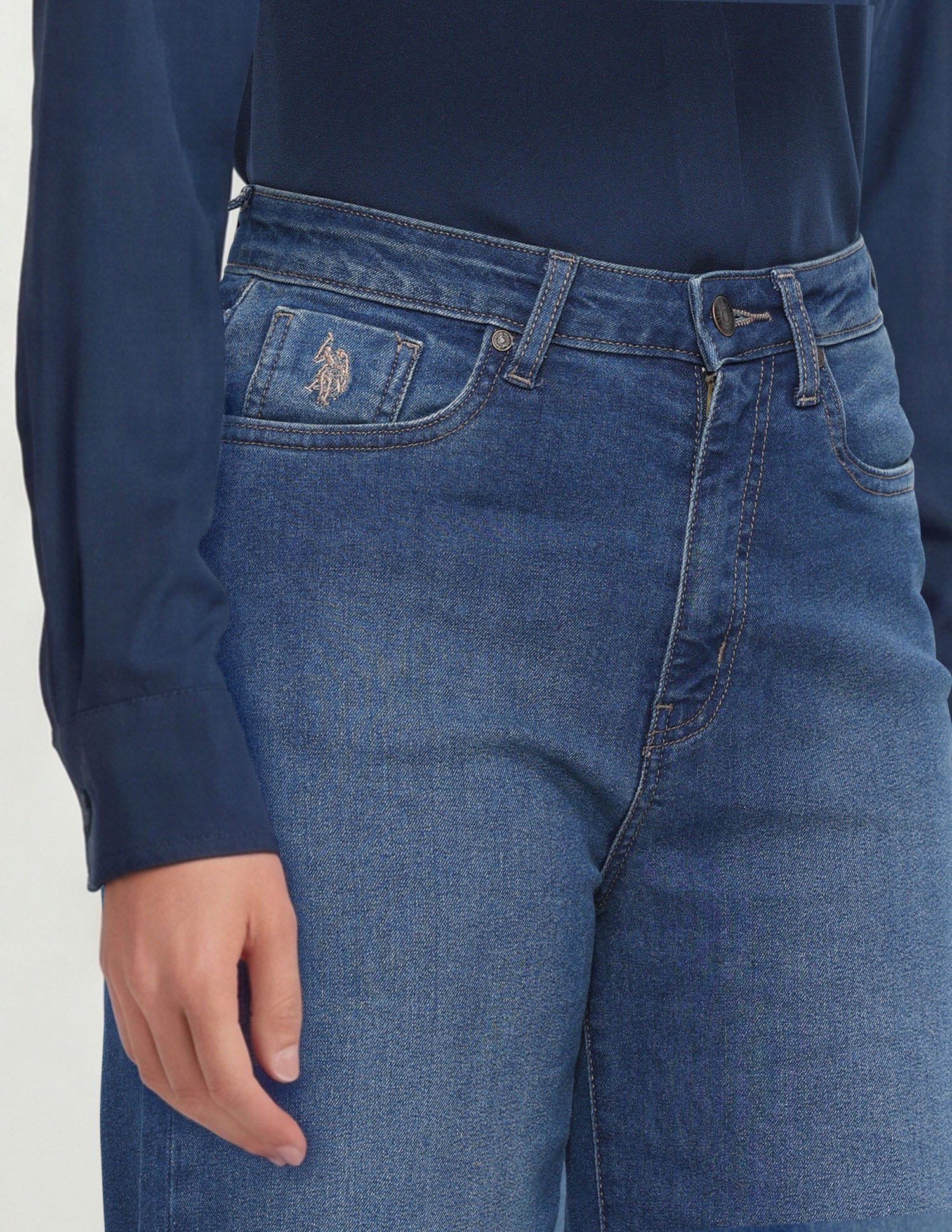 High Rise Wide Leg Fit Jeans Blue - U.S. Polo Assn. India | Large