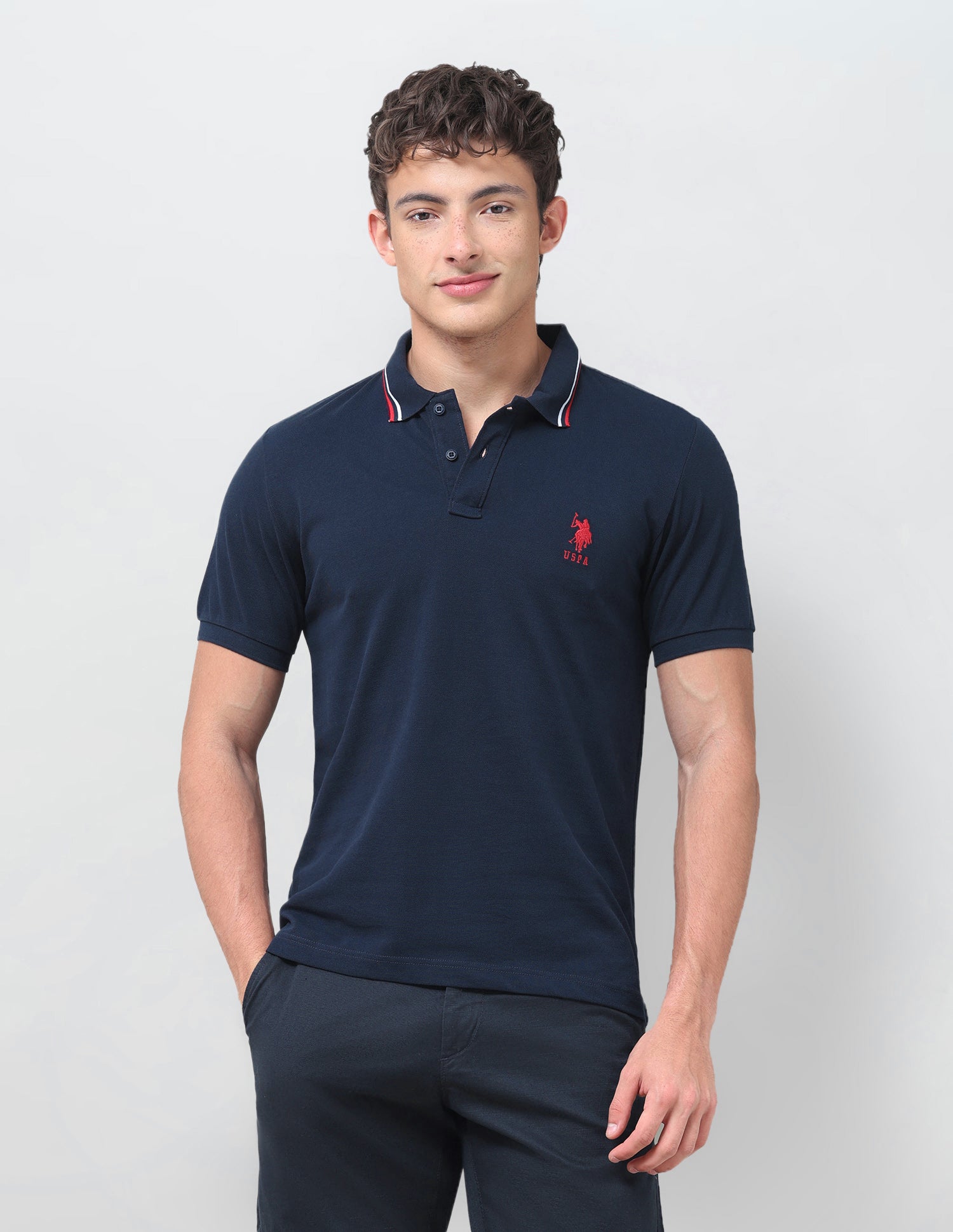 Solid Regular Fit Polo Shirt Navy - U.S. Polo Assn. India | Large