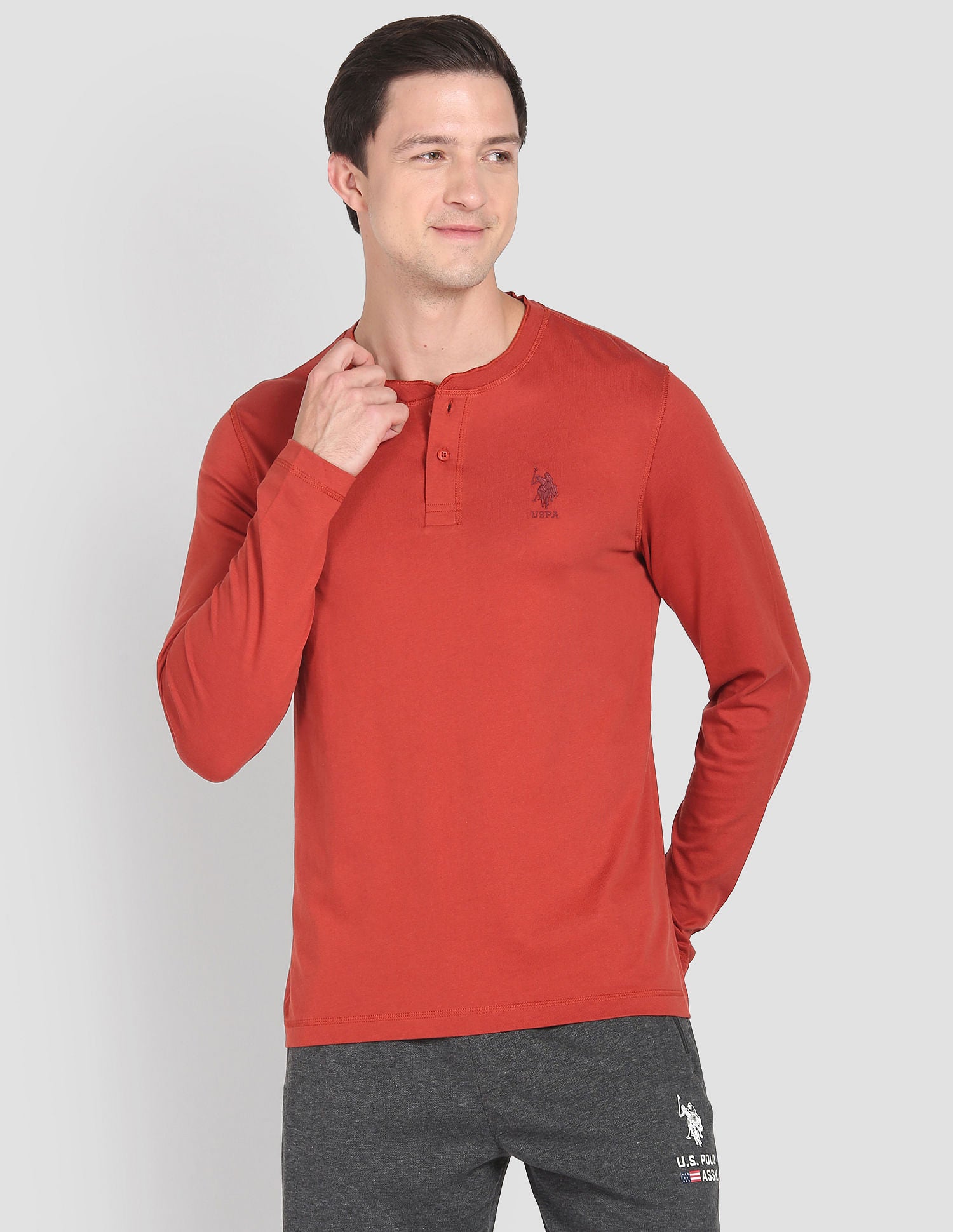 Henley Neck Solid I694 Lounge T-Shirt - Pack Of 1 Cinnabar - U.S. POLO ASSN. | Large