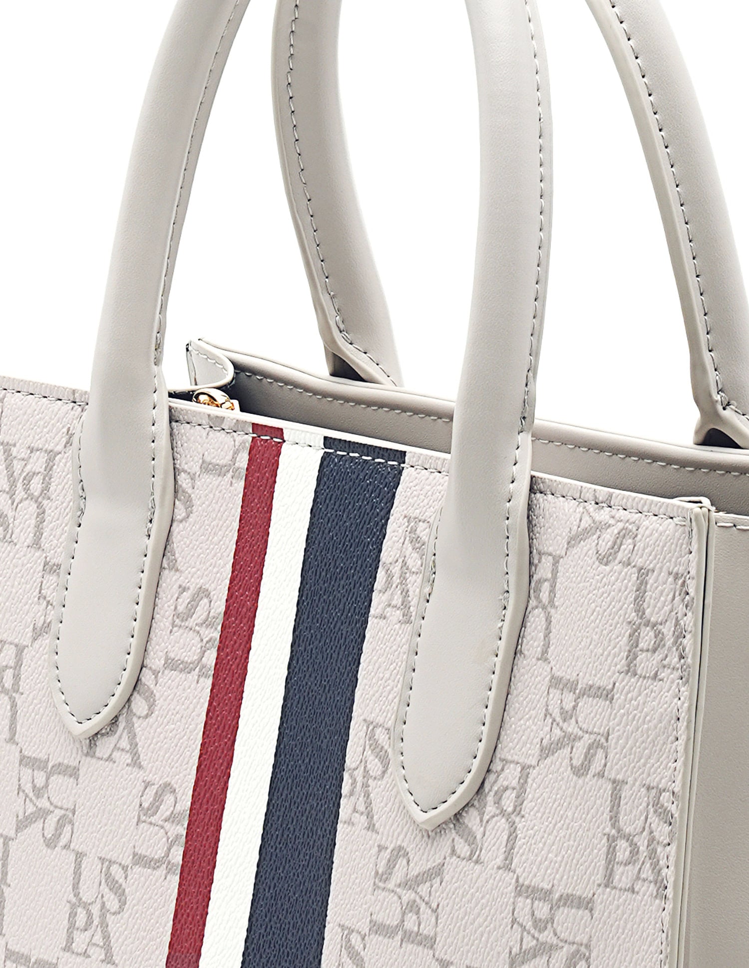 Carol Monogram Satchel Bag Off White - U.S. Polo Assn. India | Large