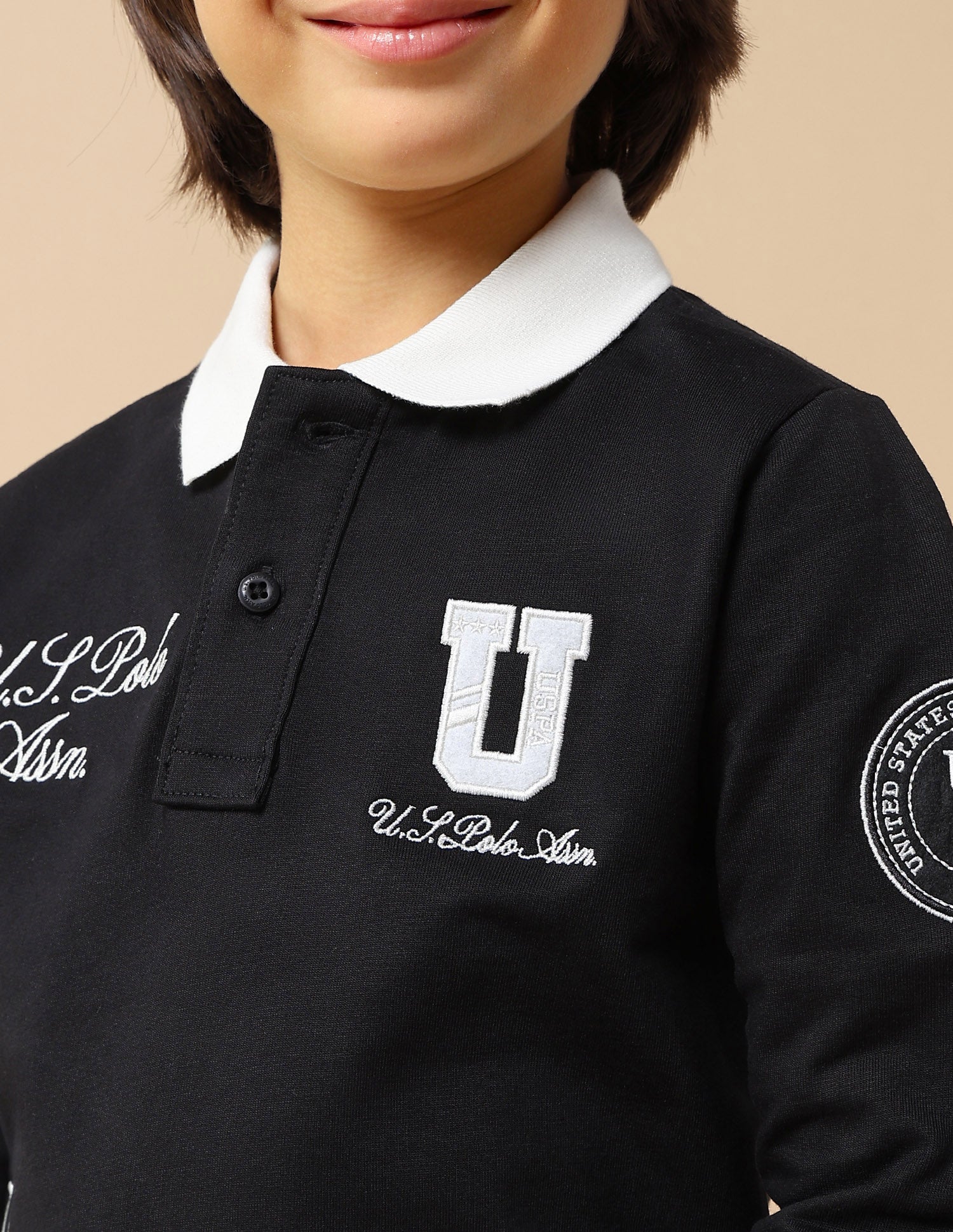 Boys Graphic Brand Embroidered Regular Fit Polo Shirt Black - U.S. POLO ASSN. | Large