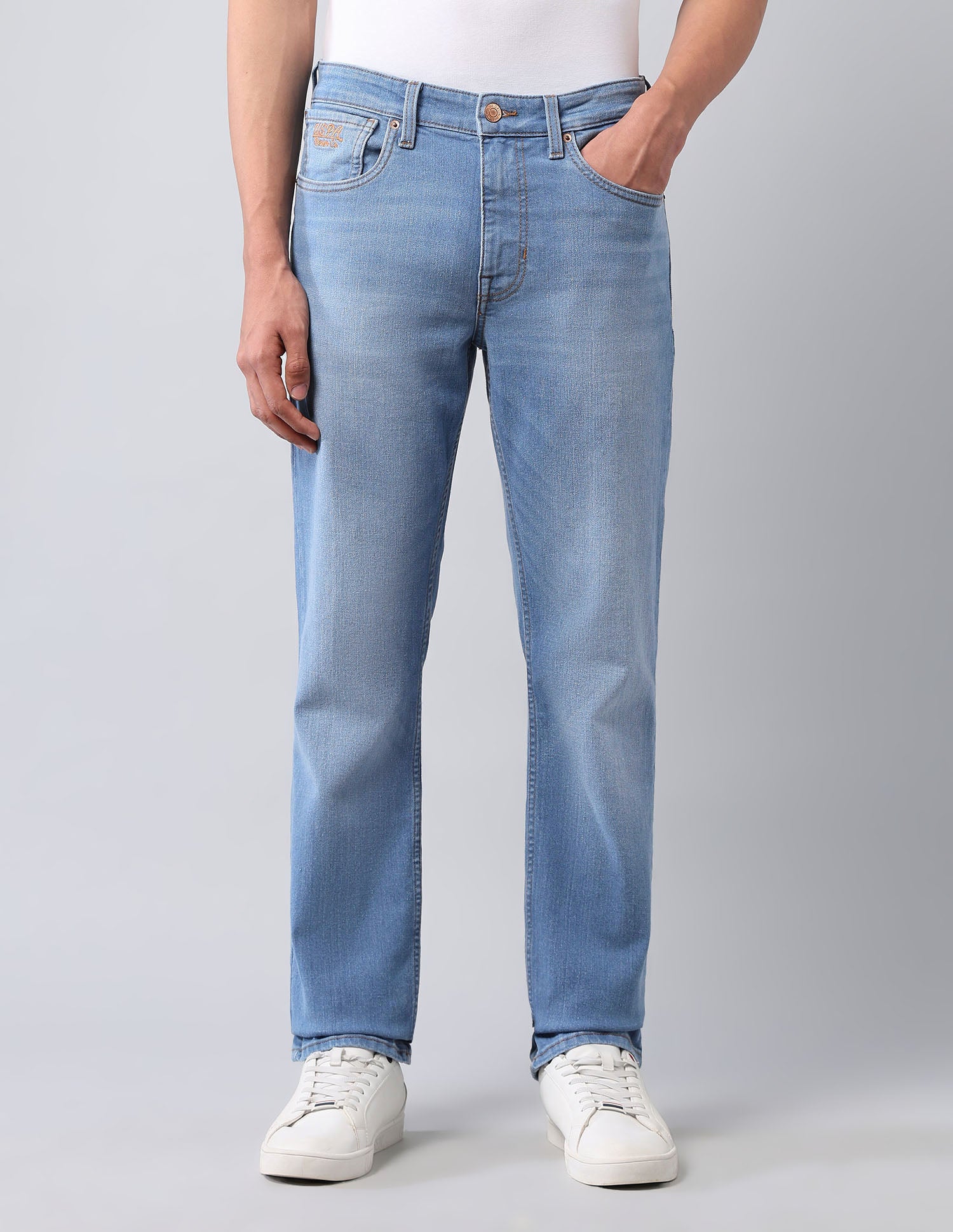 Harold Slim Straight Fit Blue Jeans Light Blue - U.S. POLO ASSN. | Large