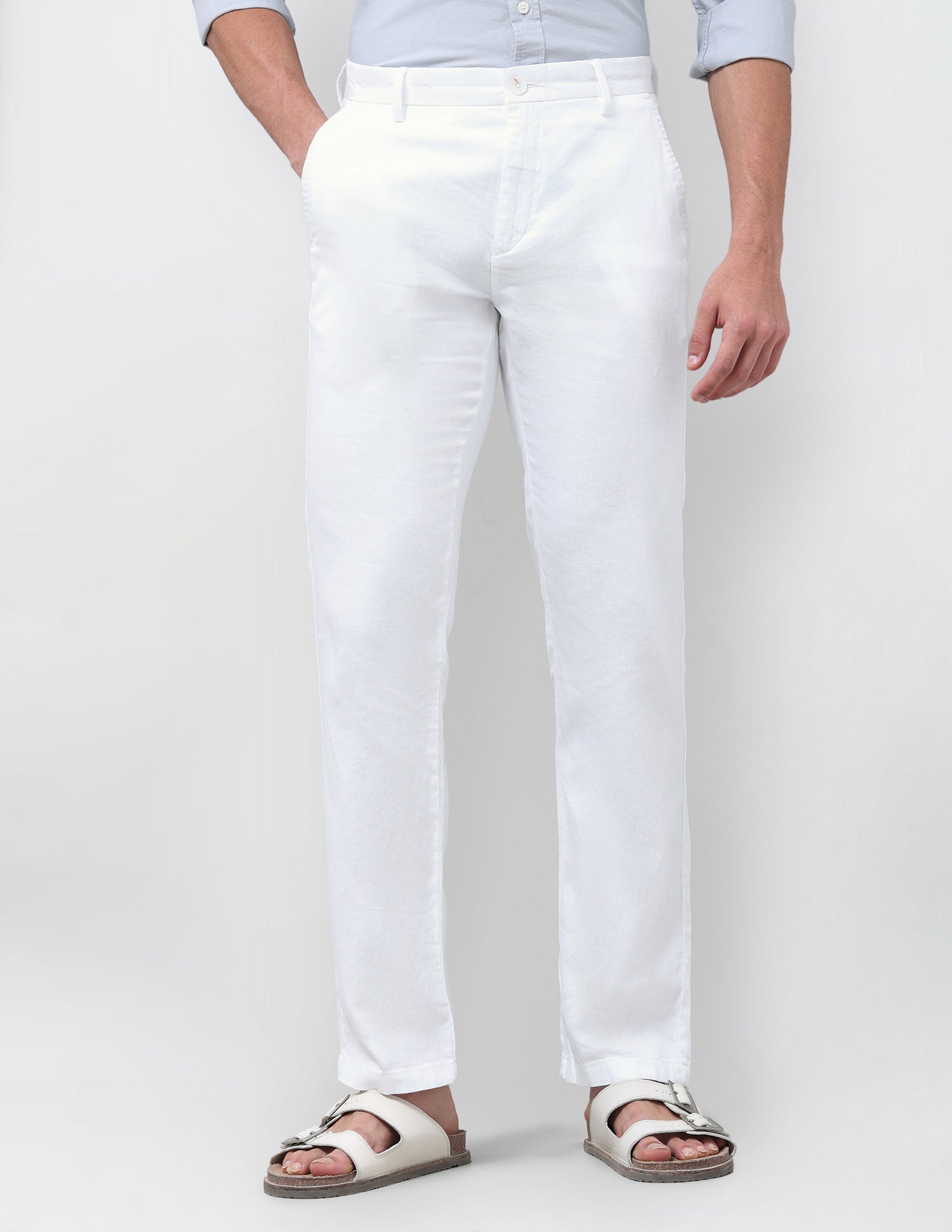 Pacho X Riley Straight Fit Satin Trousers White - U.S. Polo Assn. India | Large