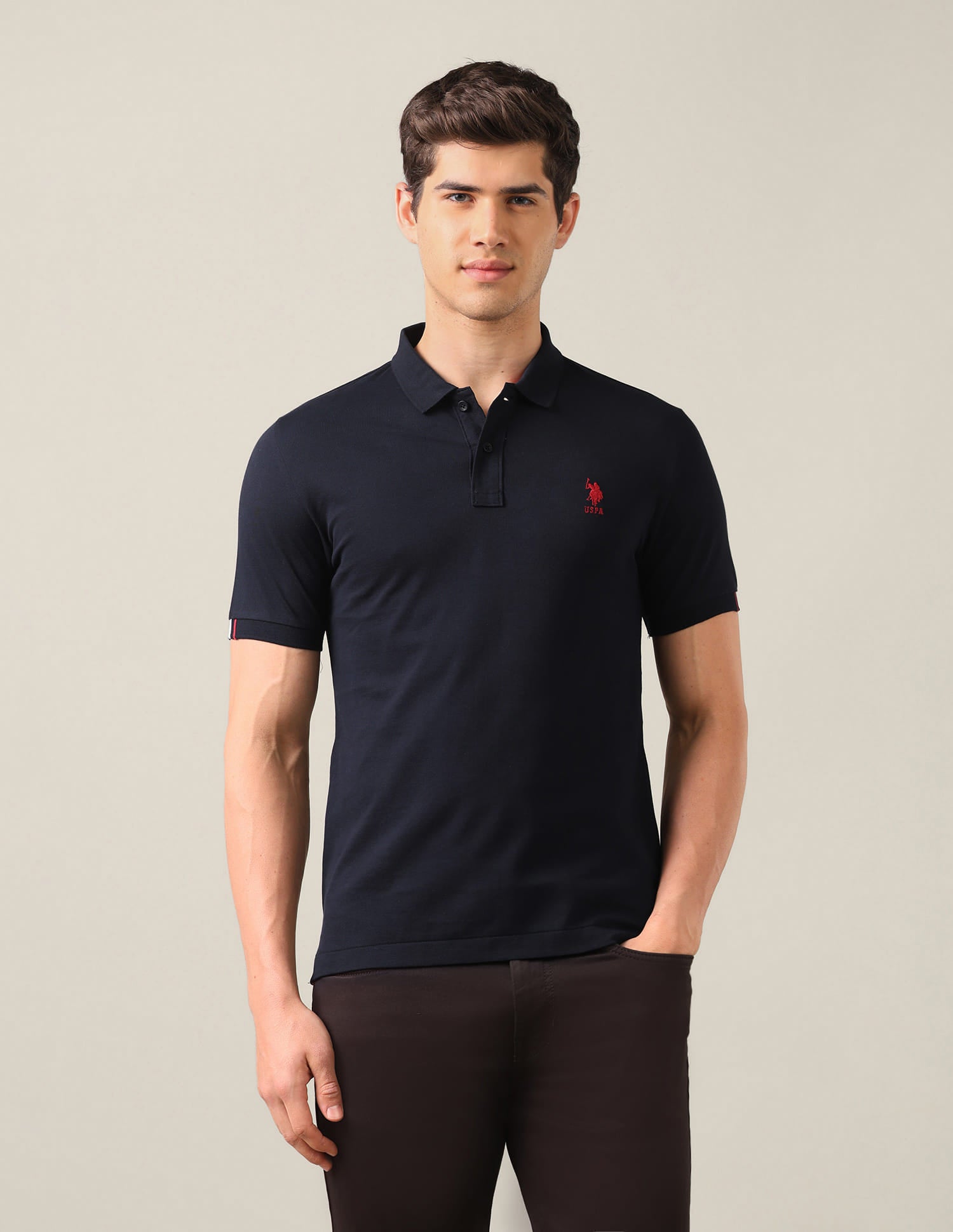 Brand Embroidered Slim Fit Polo Shirt Blue - U.S. Polo Assn. India | Large