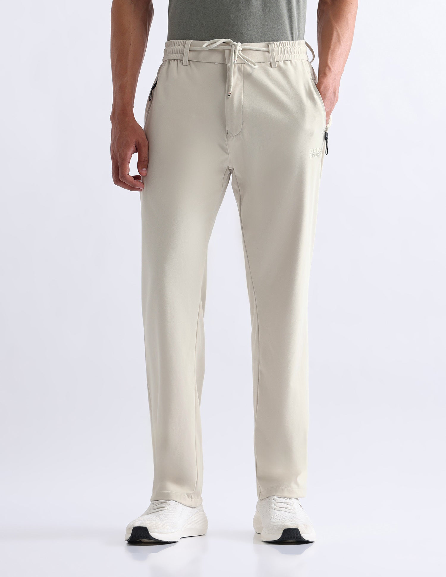 Mid Rise Slim Fit Active Track Pants Light Grey - U.S. Polo Assn. India | Large