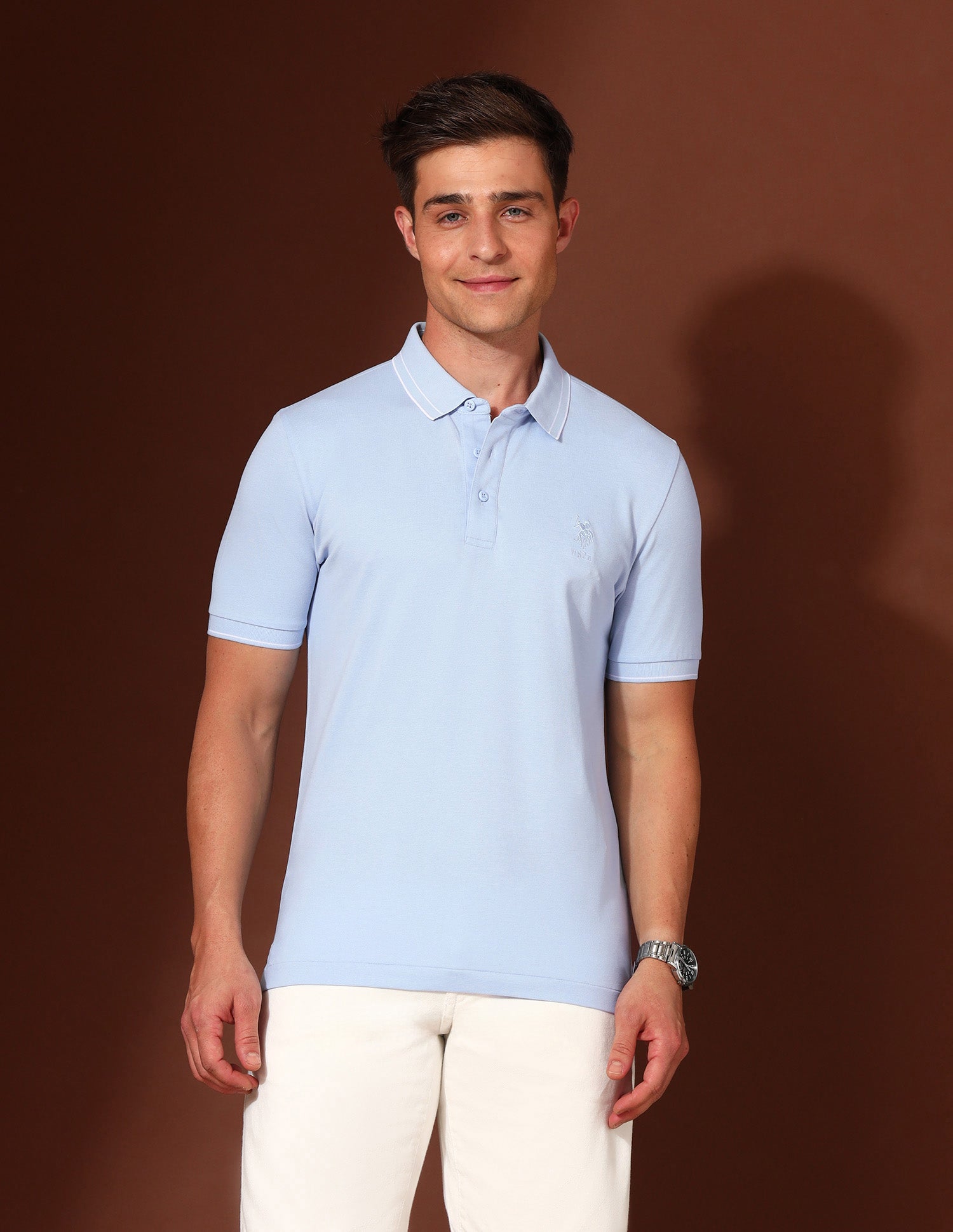 Solid Working Holiday Polo Shirt Light Blue - U.S. Polo Assn. India | Large