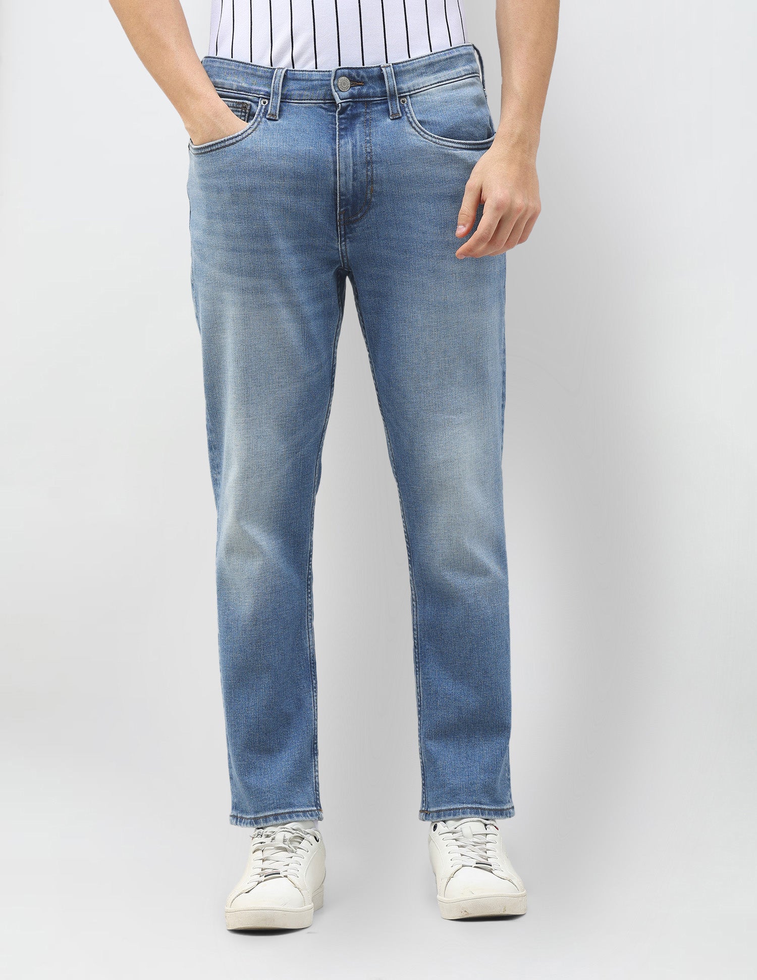 Cole Comfort Cropped Fit Blue Jeans Mid Blue - U.S. Polo Assn. India | Large