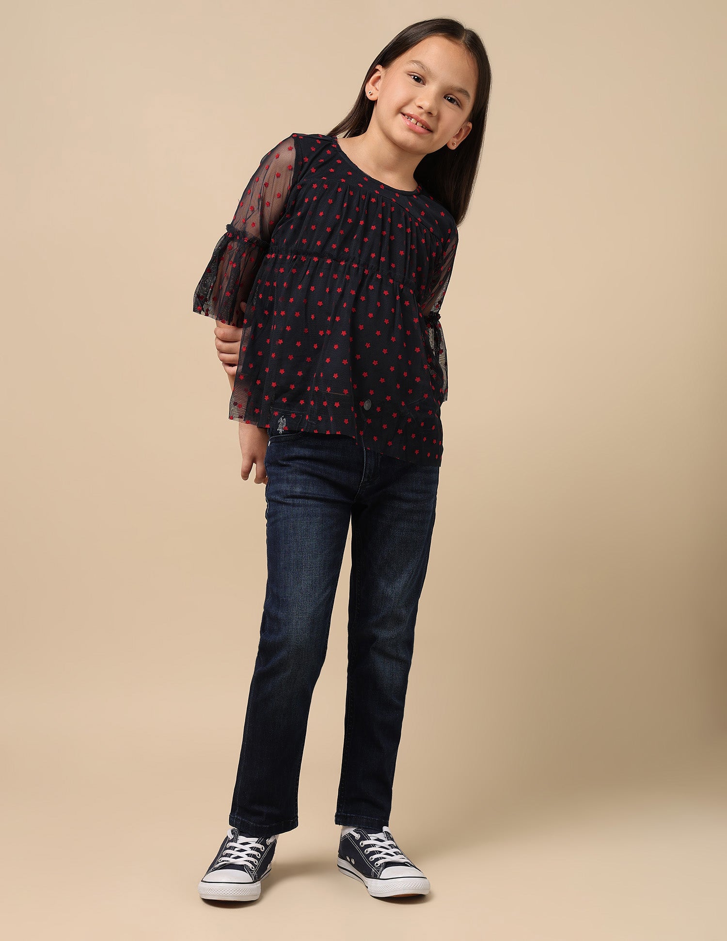 Star Print Tiered Top Navy - U.S. POLO ASSN. | Large