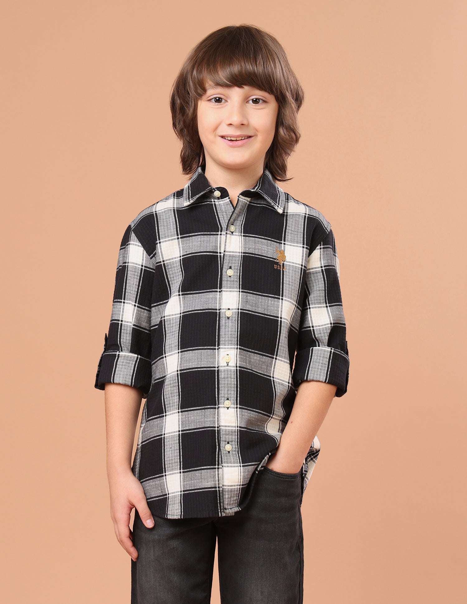 Tartan Checked Regular Fit Shirt Black - U.S. Polo Assn. India | Large