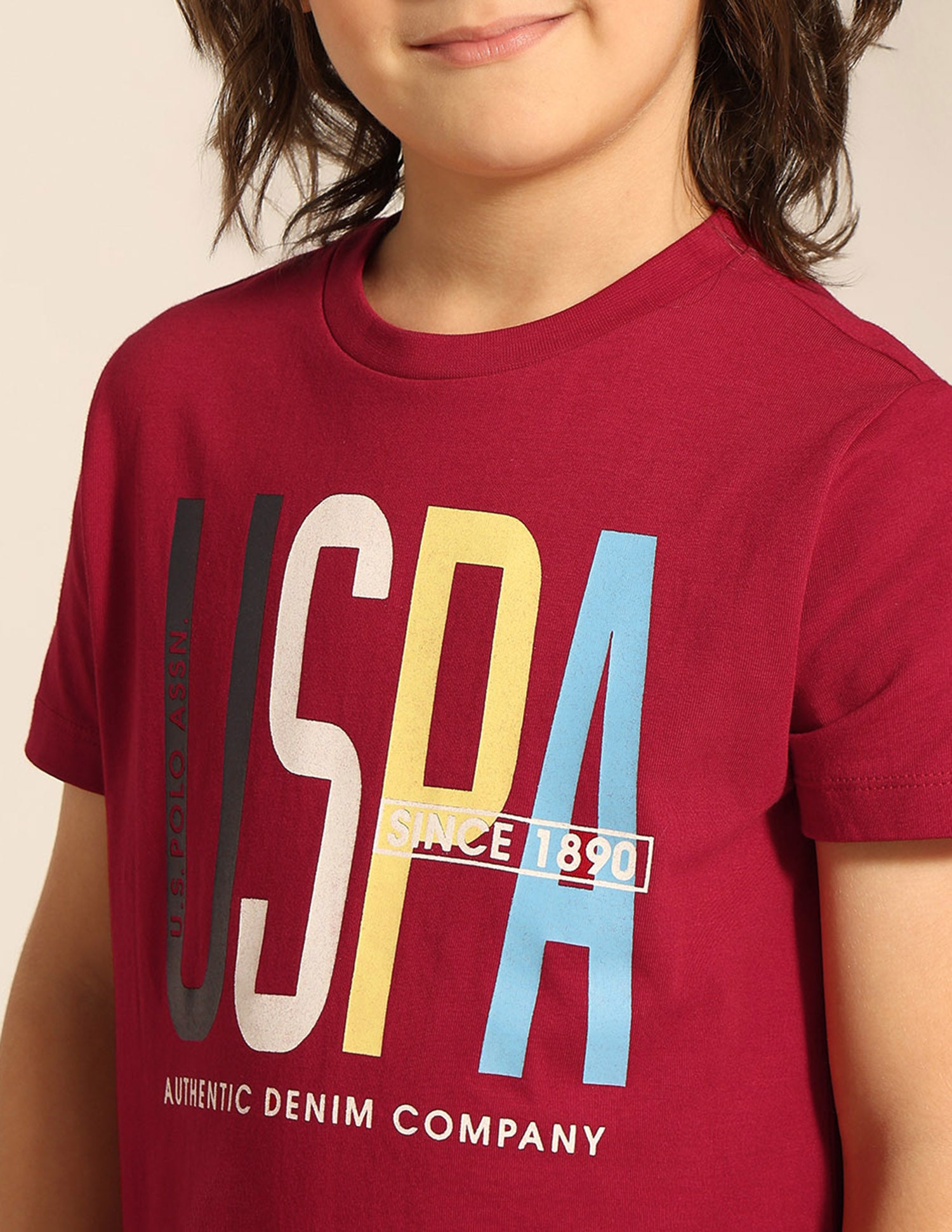 Boys Brand Printed Pure Cotton T-Shirt Red - U.S. POLO ASSN. | Large