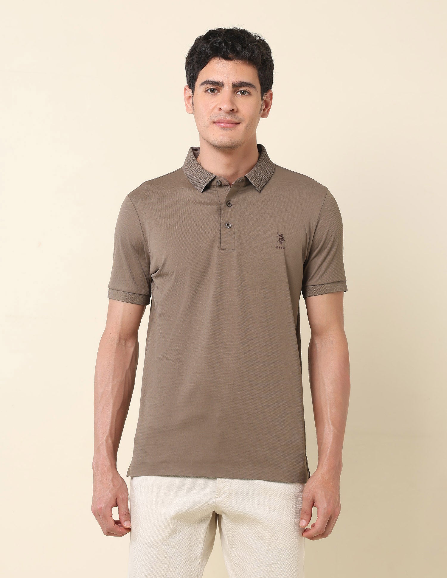 Slim Fit Gentlemans Club Polo Shirt Khaki - U.S. Polo Assn. India | Large