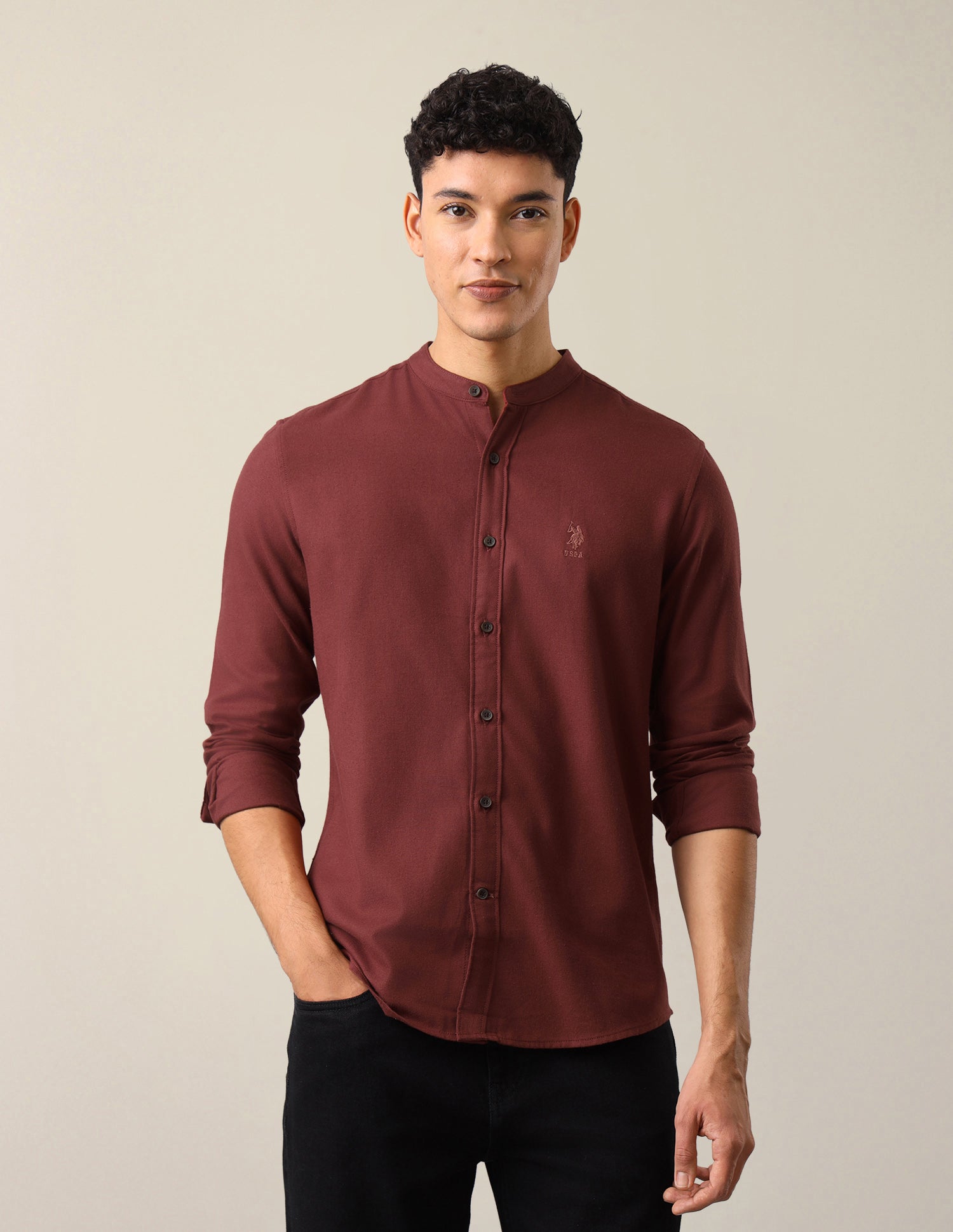 Twill Solid Shirt Rust - U.S. Polo Assn. India | Large