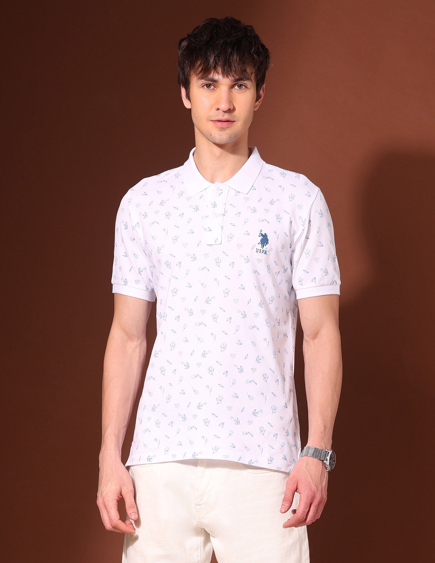 Floral Printed Working Holiday Polo Shirt White - U.S. Polo Assn. India | Large