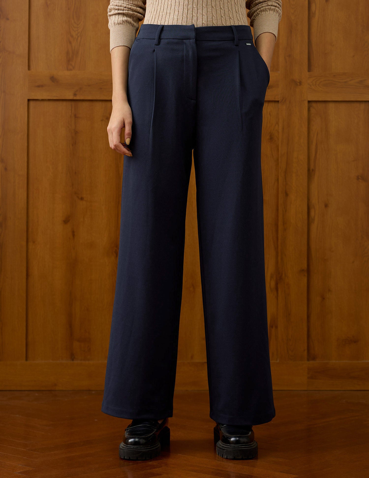 High Rise Wide Leg Trousers Blue - U.S. POLO ASSN. | Large