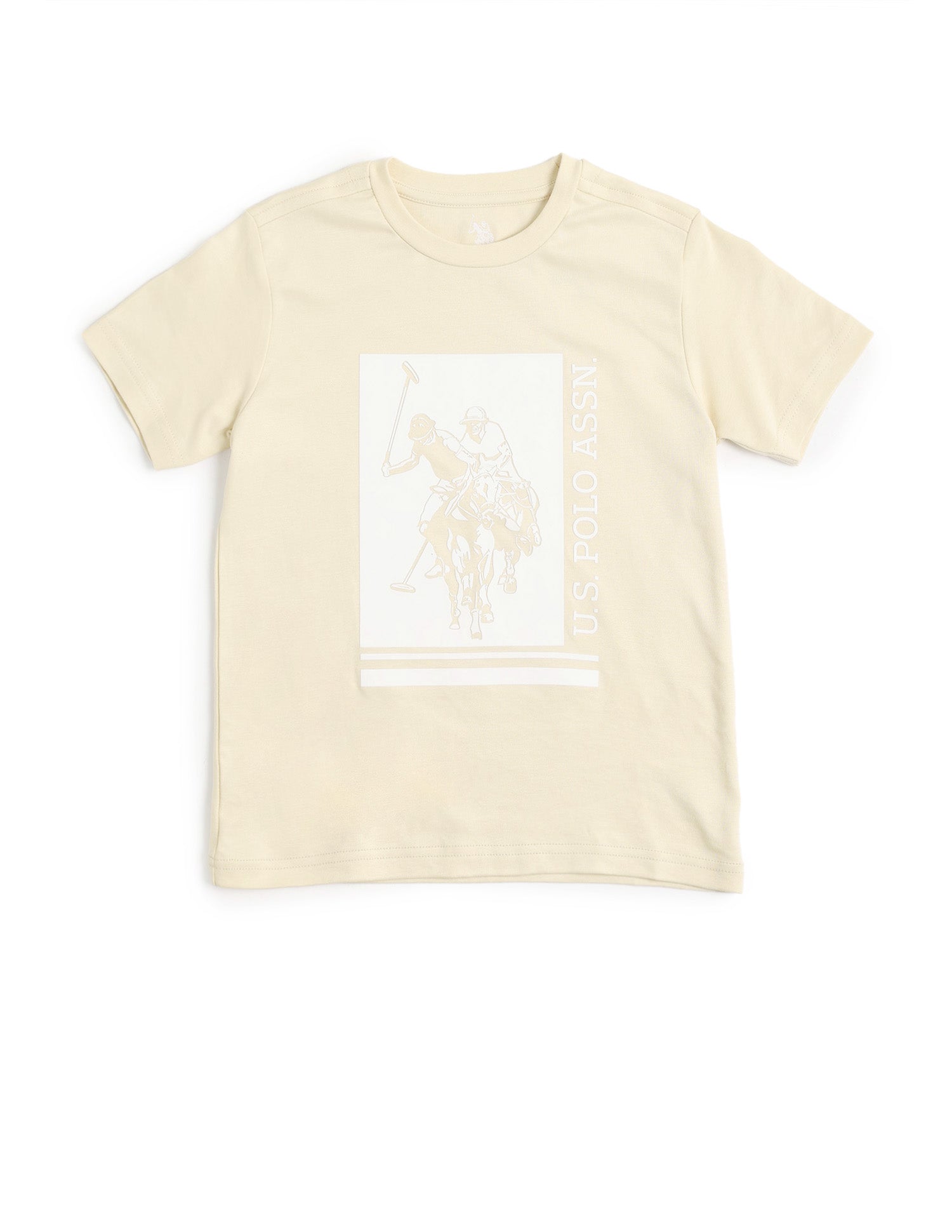 Boys Brand Printed Regular Fit T-Shirt Light Brown - U.S. POLO ASSN. | Large