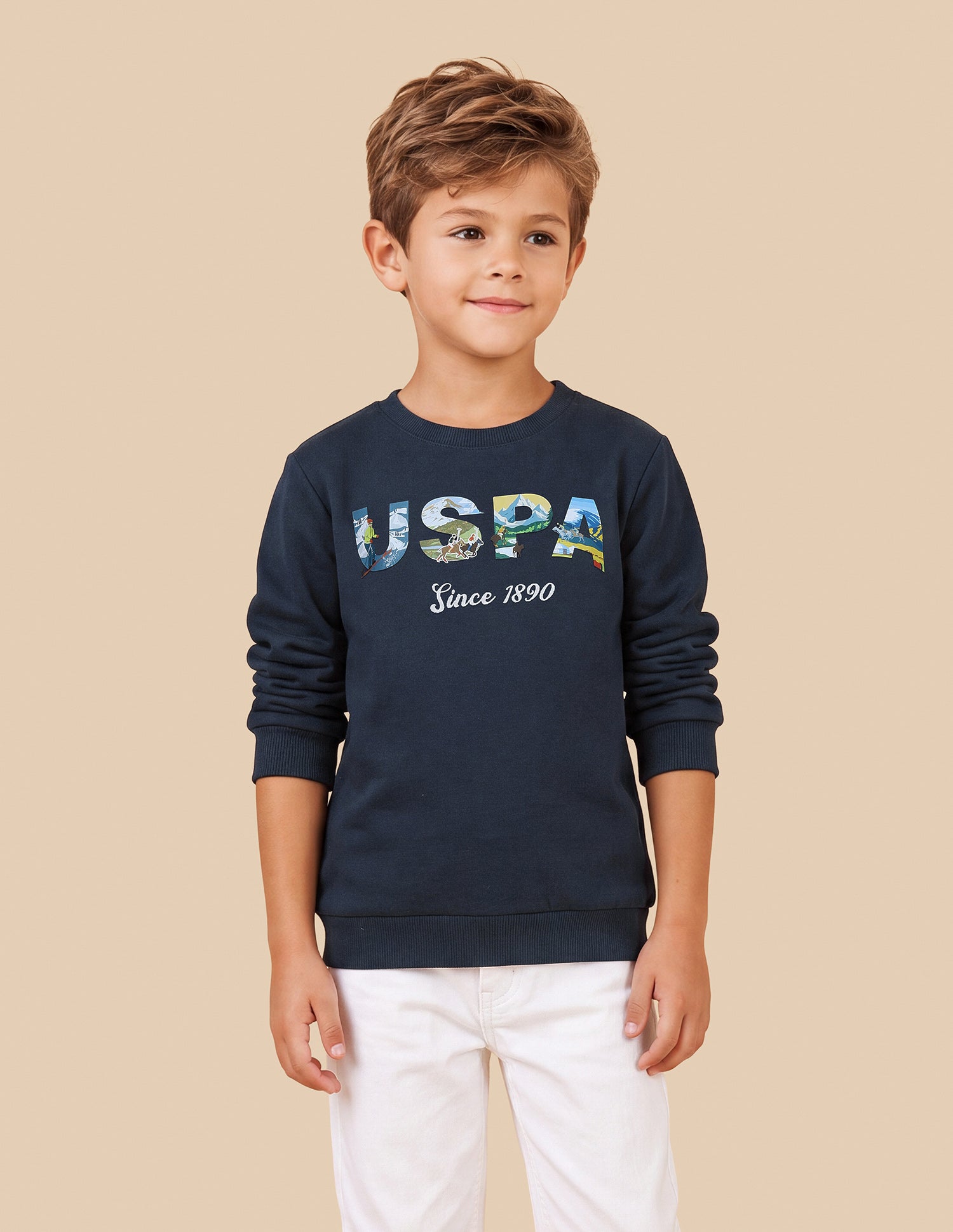 Graphic Brand Printed Regular Fit Sweatshirt Navy - U.S. Polo Assn. India | Large