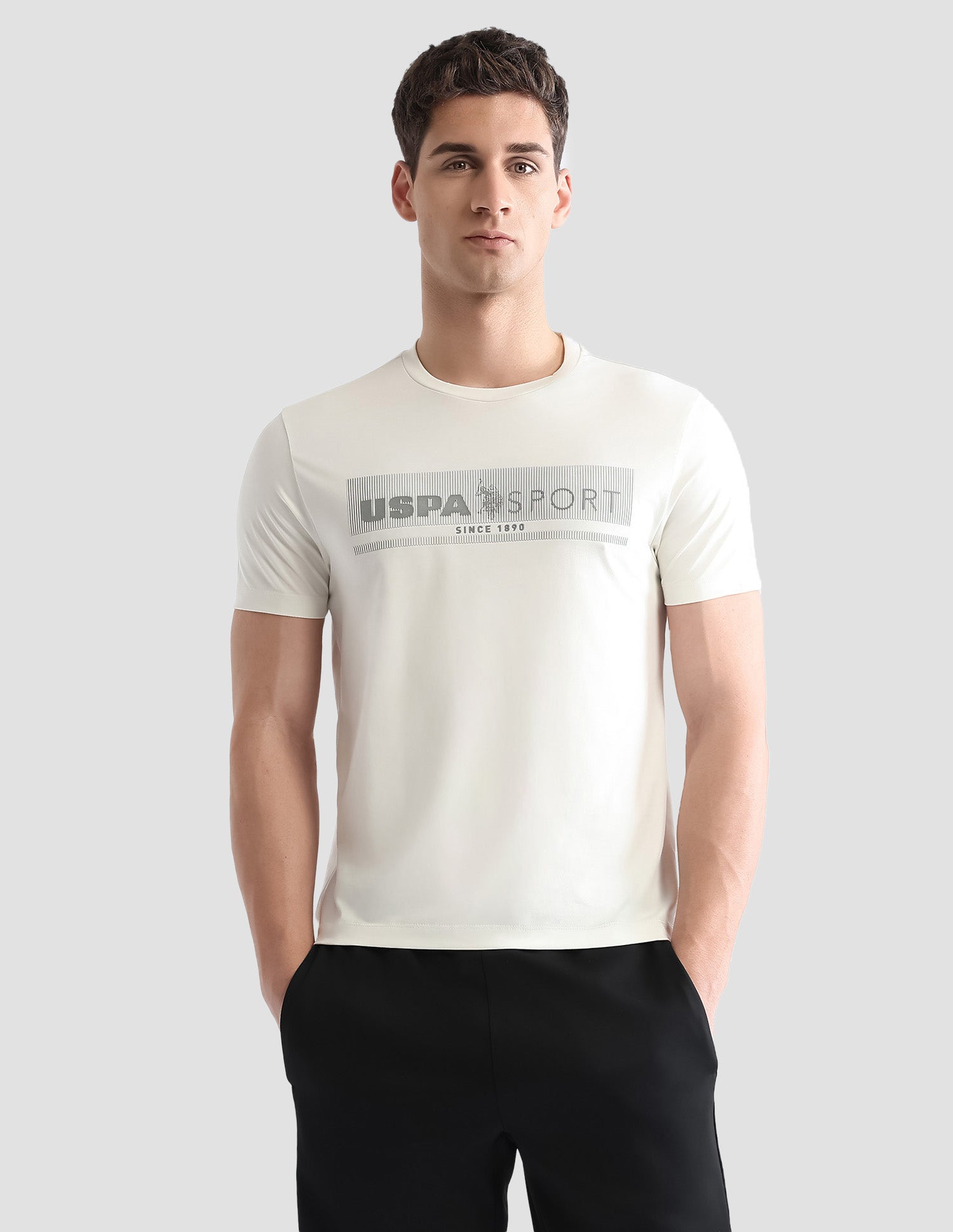 Brand Embossed Regular Fit Active T-Shirt Off White - U.S. POLO ASSN. | Large