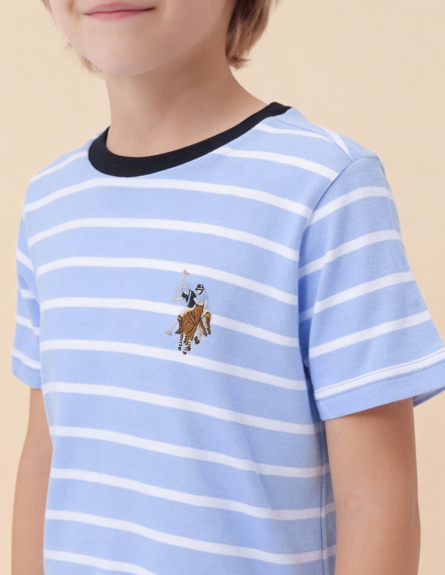 Boys Horizontal Striped T-Shirt Light Blue - U.S. Polo Assn. India | Large