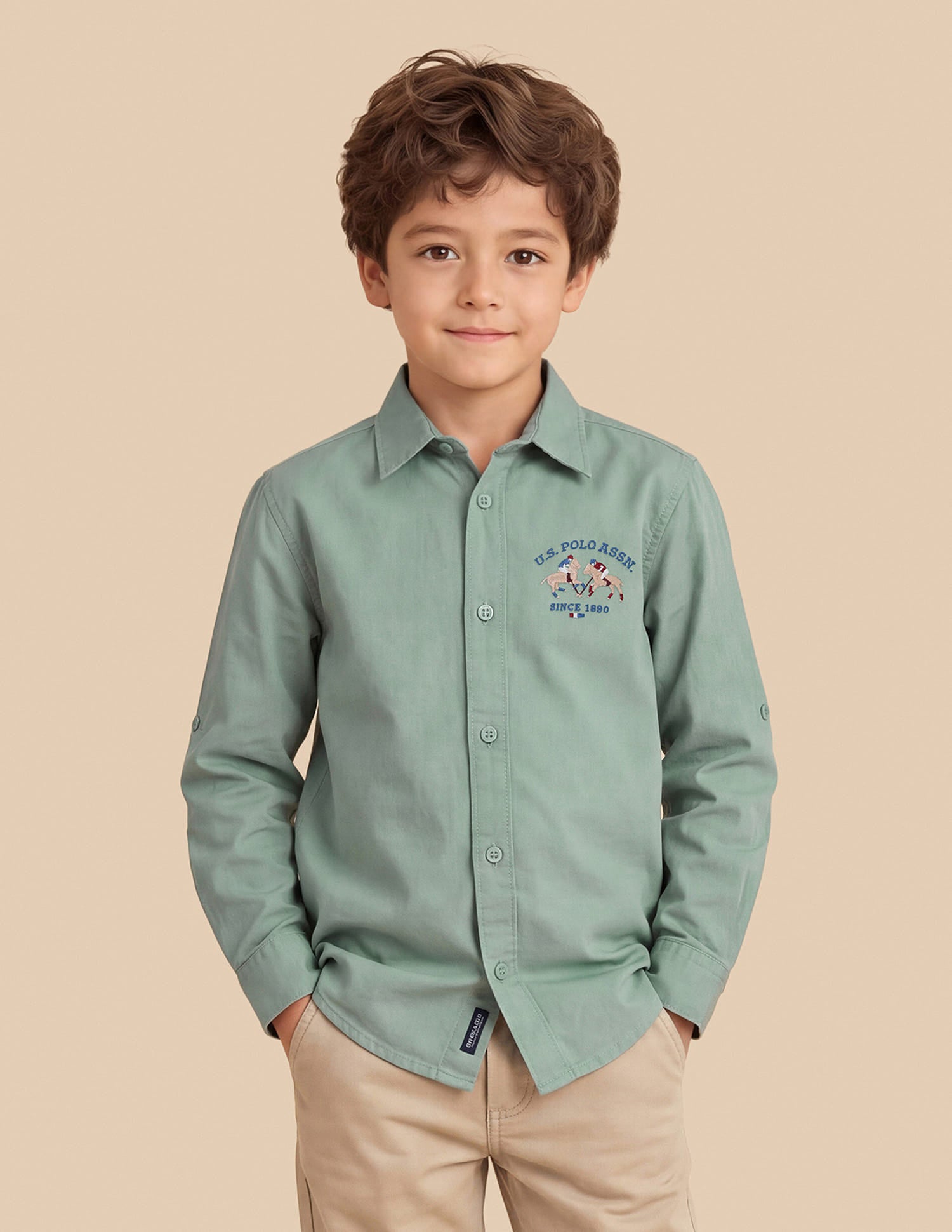 Solid Regular Fit Shirt Green - U.S. Polo Assn. India | Large