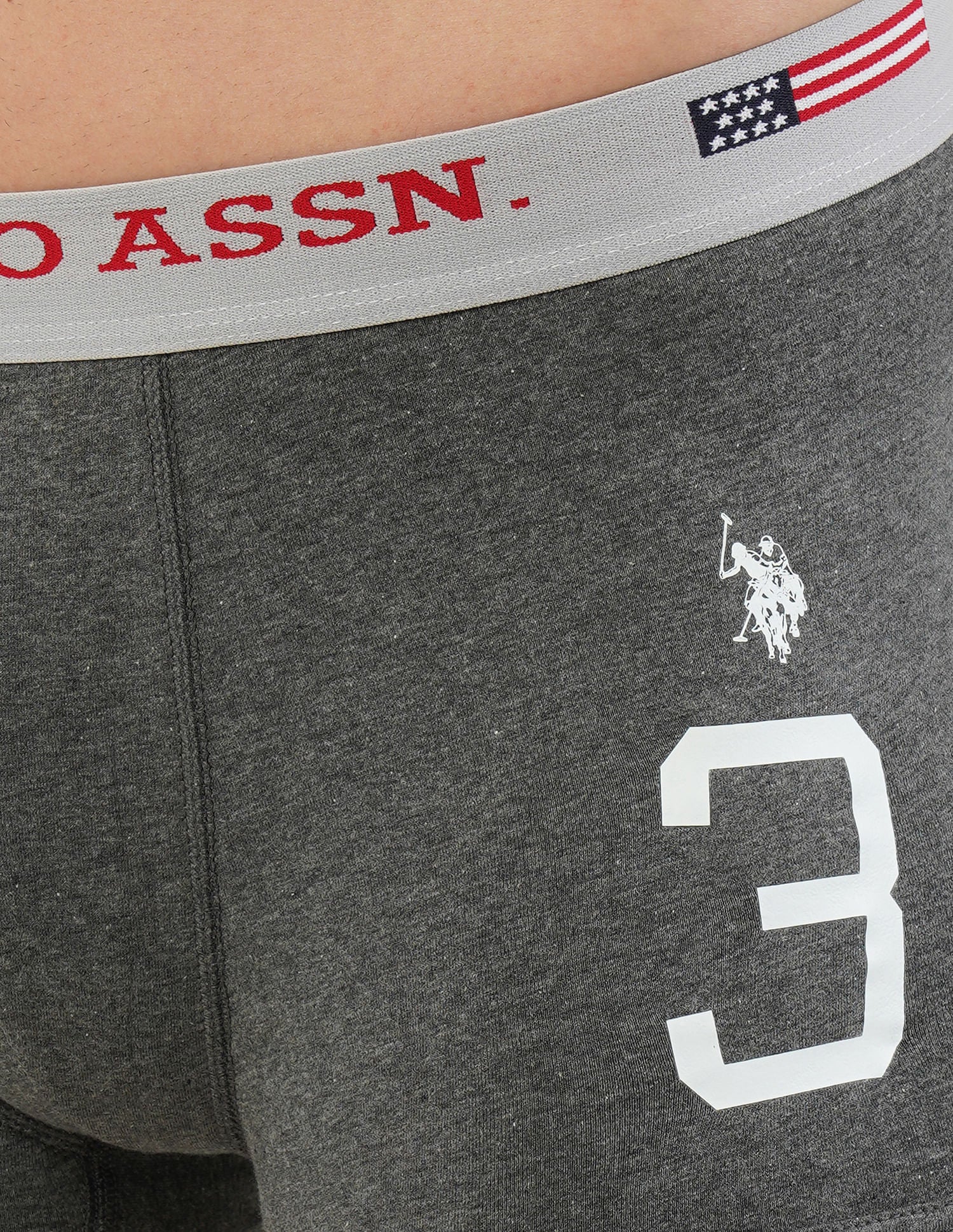 Numeric Print Cotton Spandex I015 Trunks - Pack Of 1 Charcoal - U.S. POLO ASSN. | Large