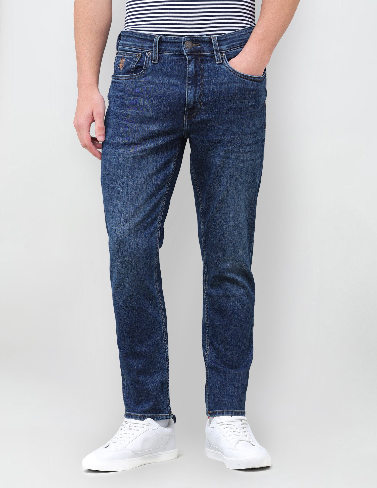 Cole Comfort Cropped Fit Blue Jeans Dark Blue - U.S. Polo Assn. India | Large