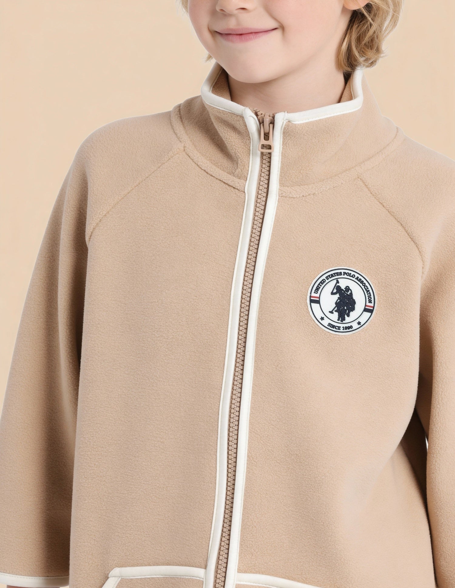 Boys Solid Regular Fit Jacket Camel - U.S. Polo Assn. India | Large
