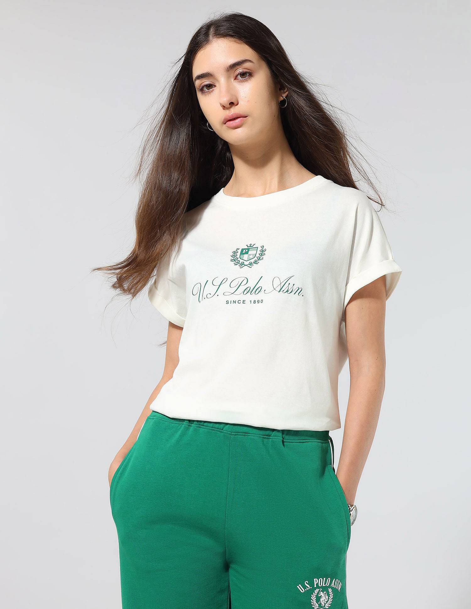 Regular Fit Brand Printed Lounge T-Shirt Off White - U.S. POLO ASSN. | Large