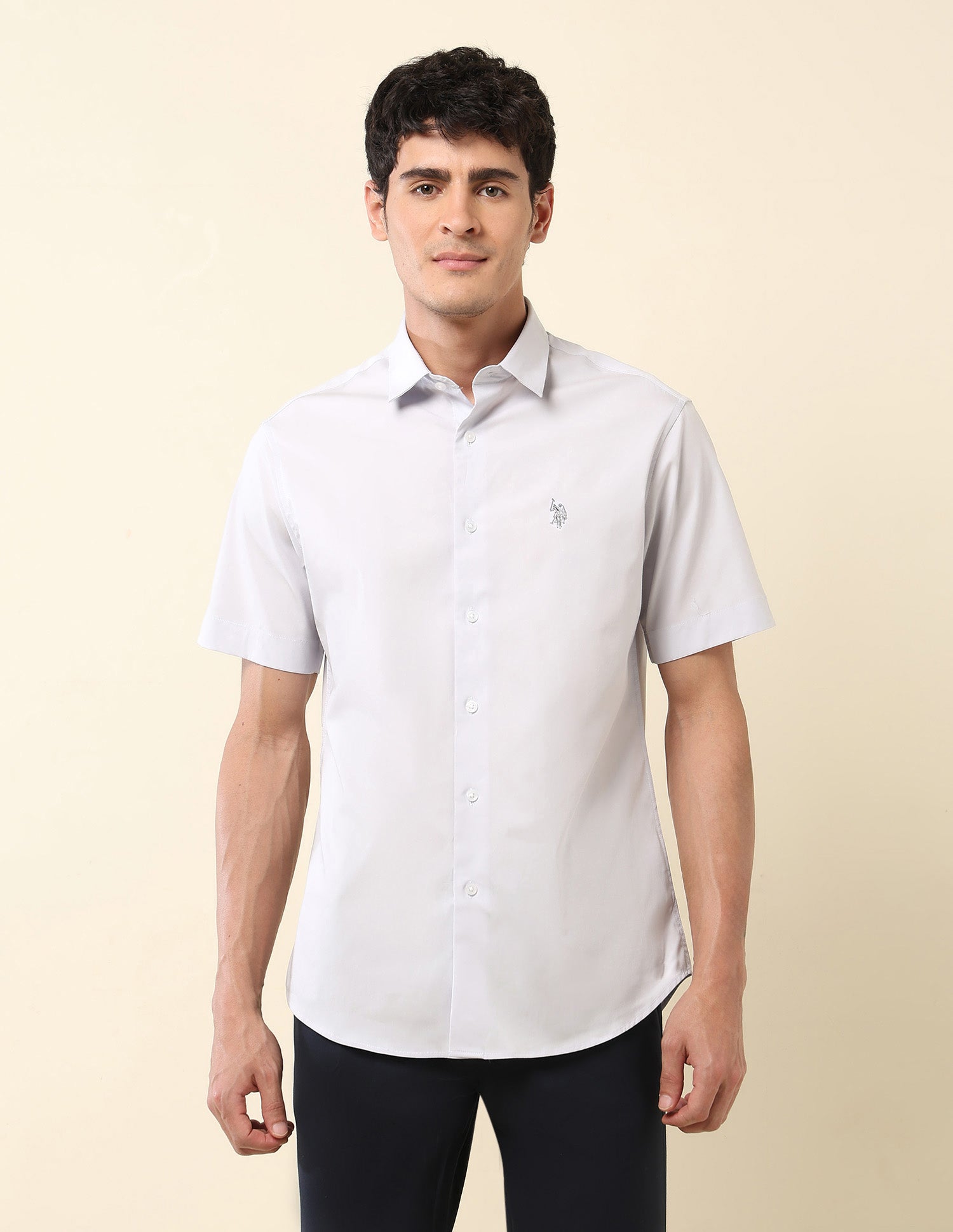 Tailored Fit Poplin Shirt Grey - U.S. Polo Assn. India | Large