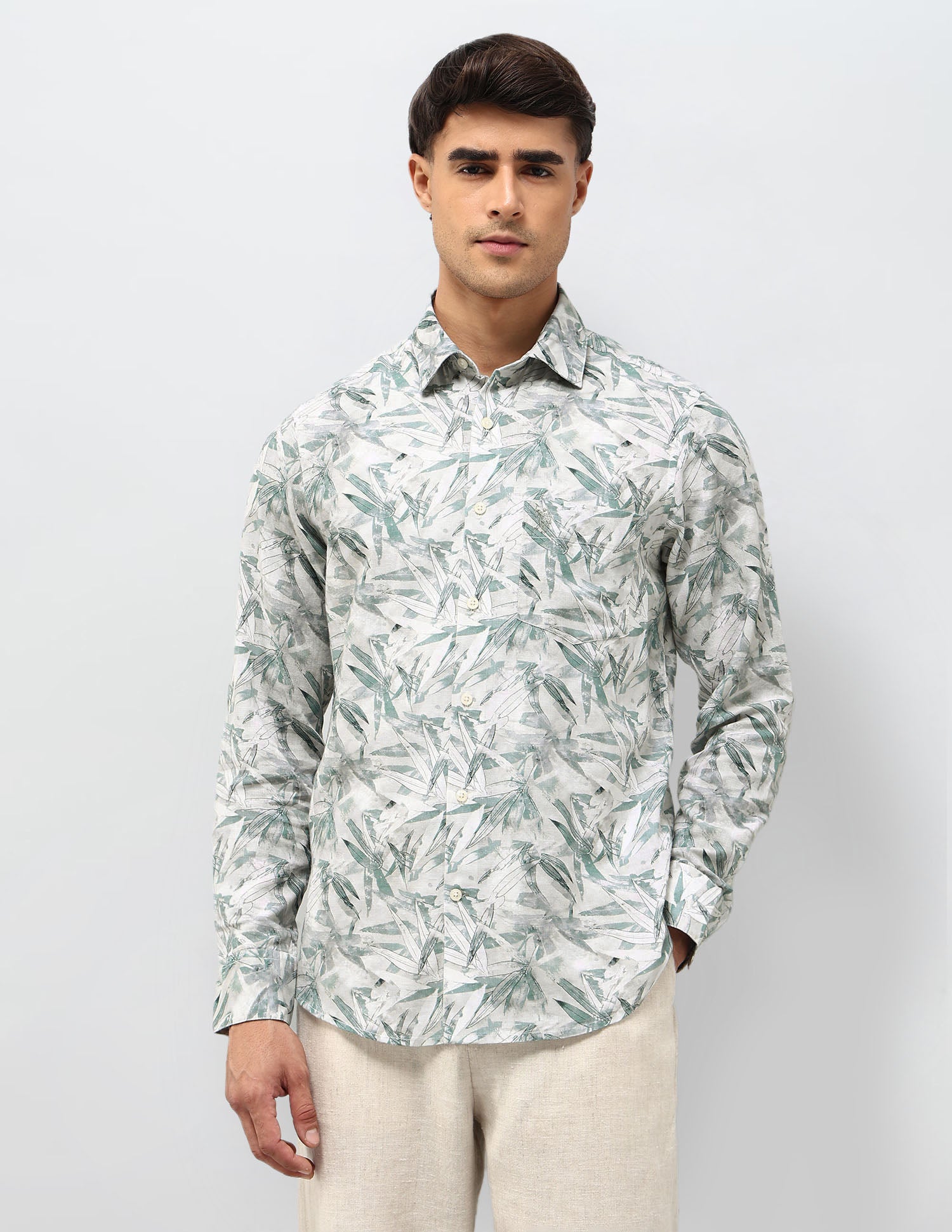 Tropical Printed Tailored Fit shirt Green - U.S. POLO ASSN. | Large
