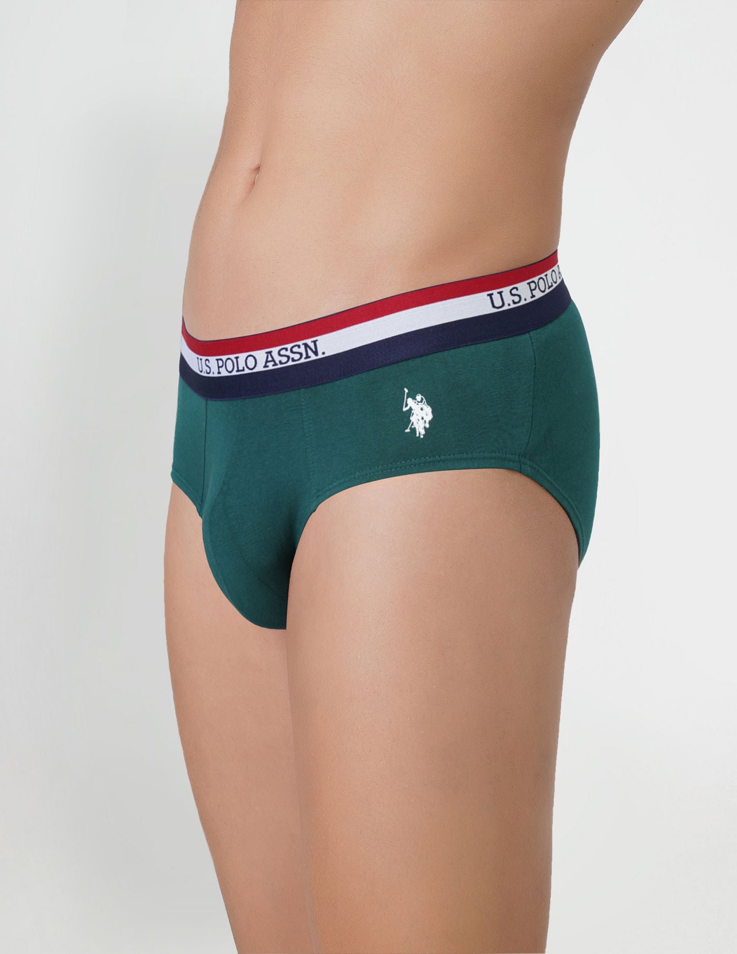 Striped Waistband EB002 Briefs - Pack Of 2 Black and Green - U.S. POLO ASSN. | Large