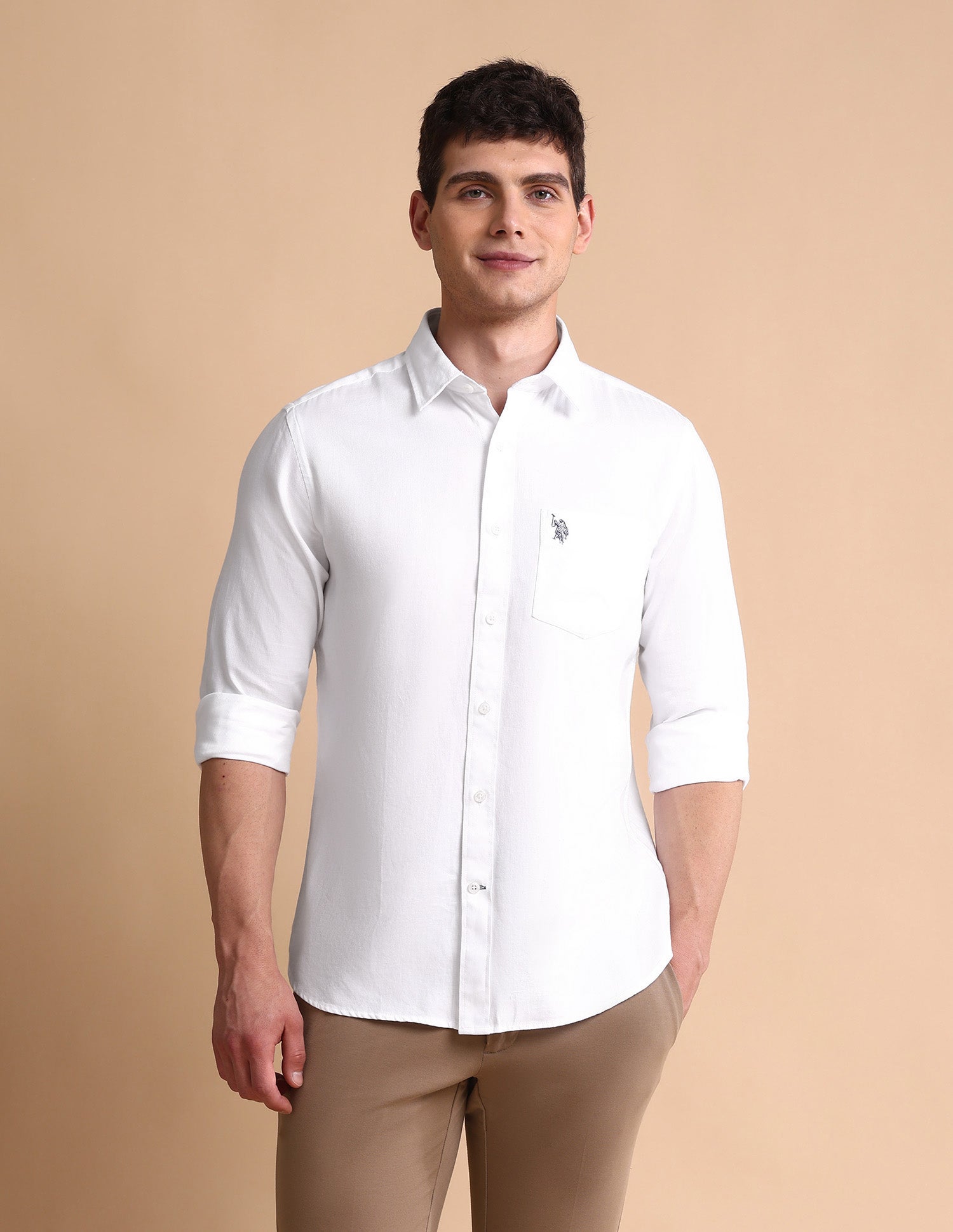 Pure Cotton Tailored Fit Shirt White - U.S. Polo Assn. India | Large