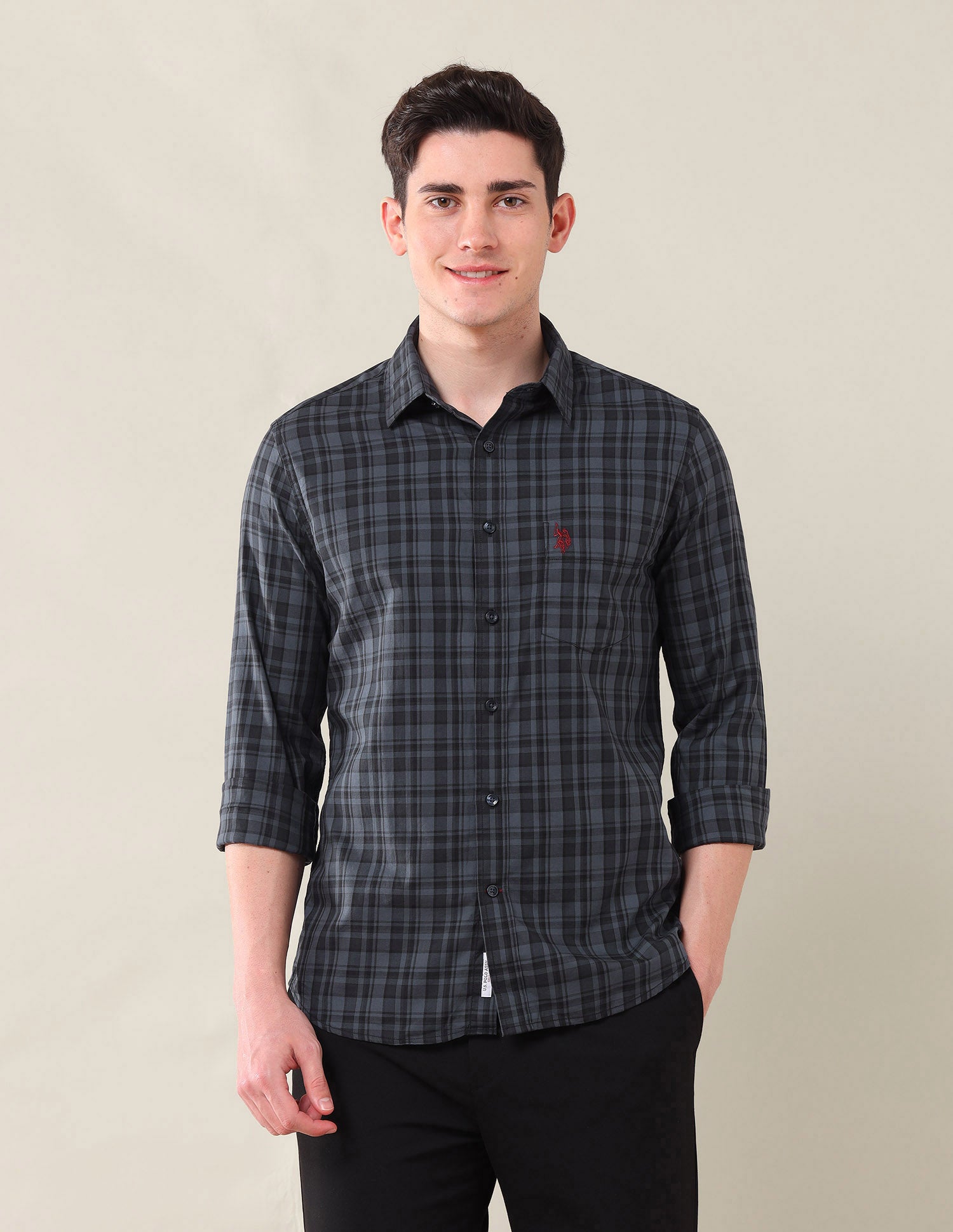 Tailored Fit Pure Cotton Shirt Teal - U.S. POLO ASSN. | Large