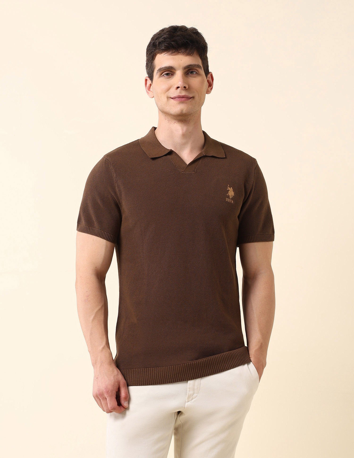 Slim Fit Monochrome Polo Shirt Brown - U.S. Polo Assn. India | Large