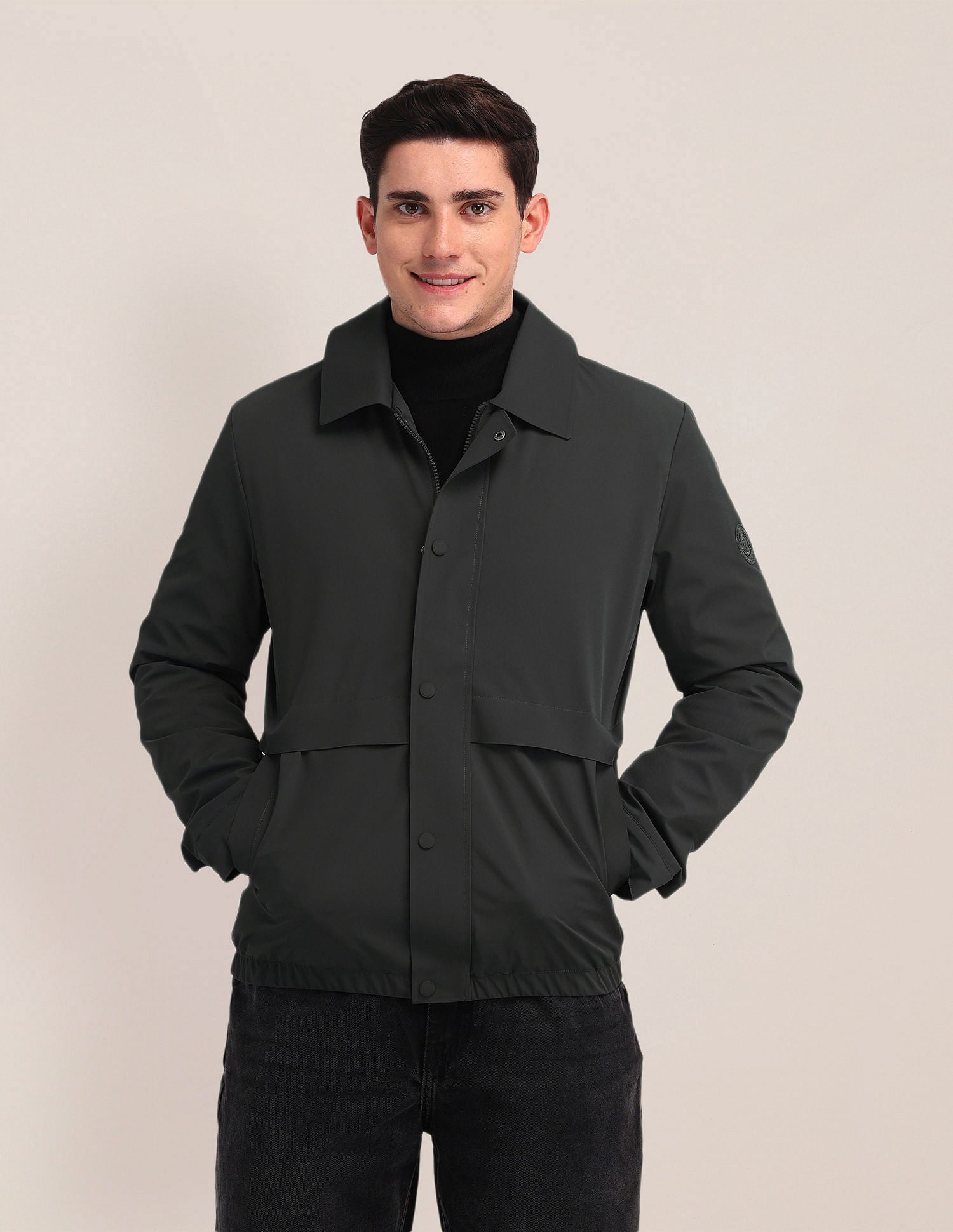 Spread Collar Solid Jacket Dark Grey - U.S. Polo Assn. India | Large