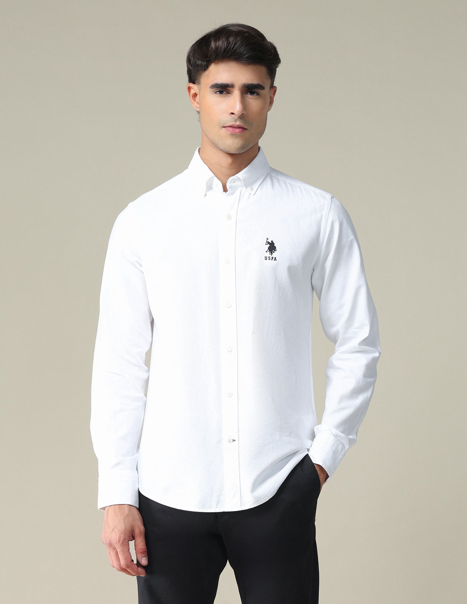 Solid Slim Fit Formal Shirt White - U.S. POLO ASSN. | Large