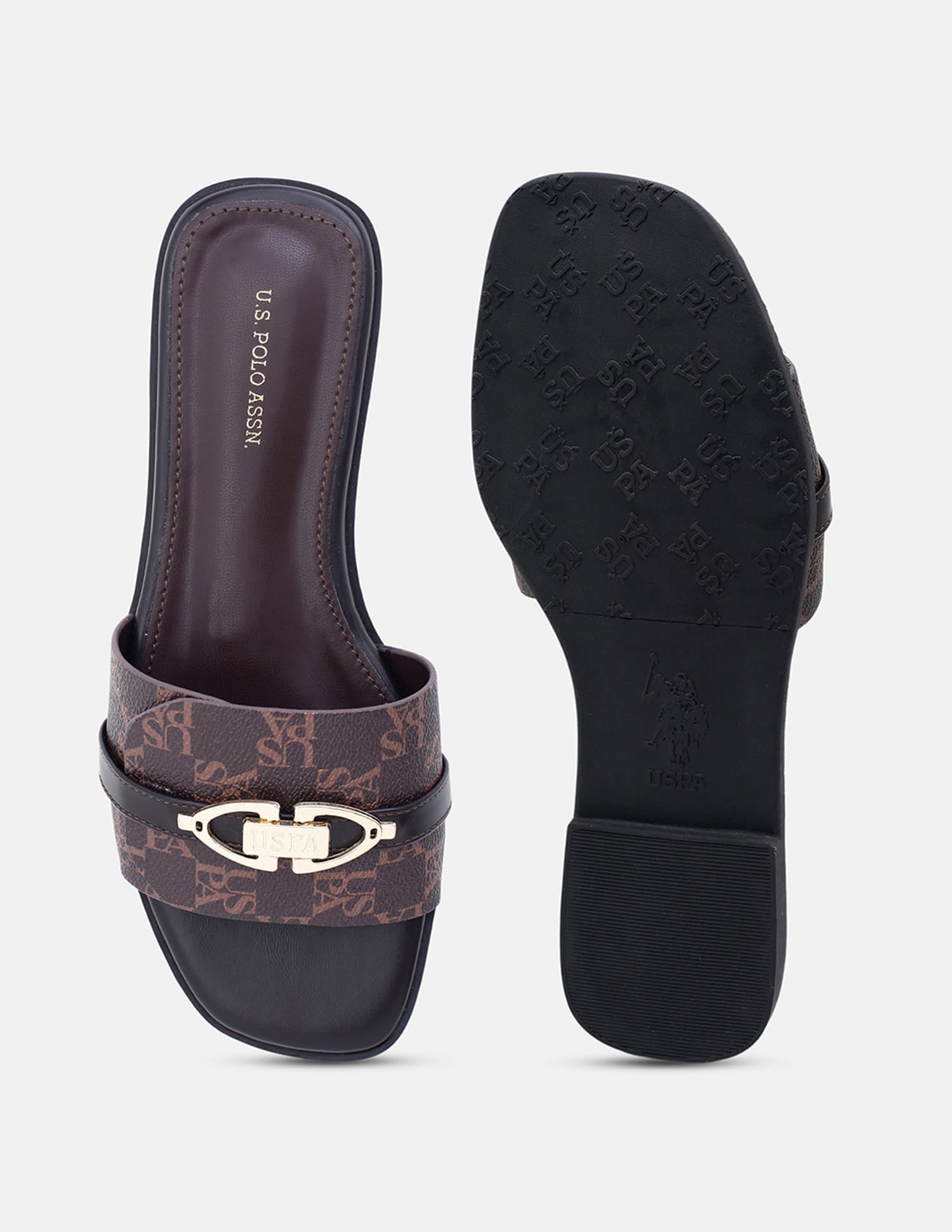 Monogram Leandre Sandals Black - U.S. Polo Assn. India | Large