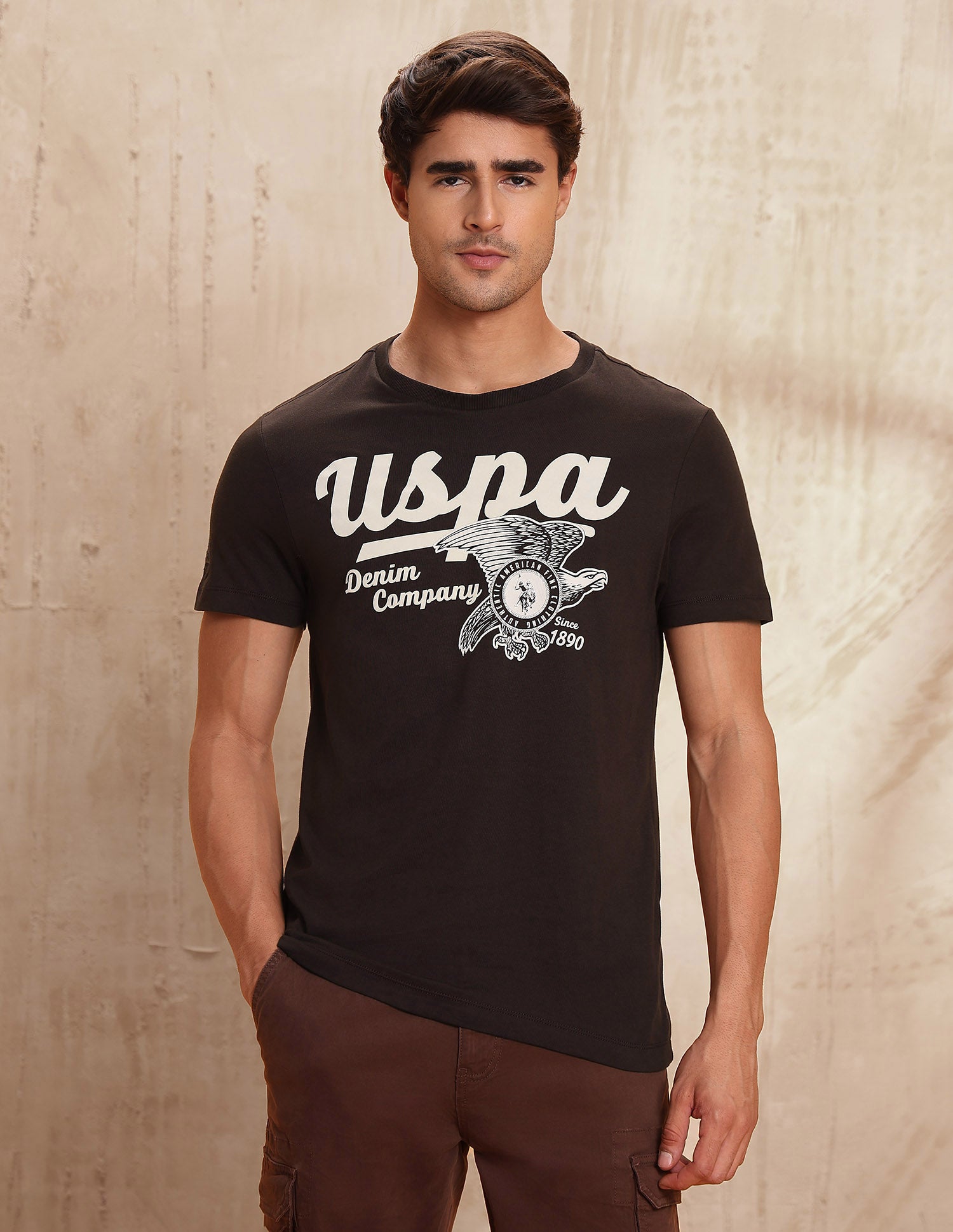 Graphic Brand Printed Pure Cotton T-Shirt Dark Brown - U.S. POLO ASSN. | Large