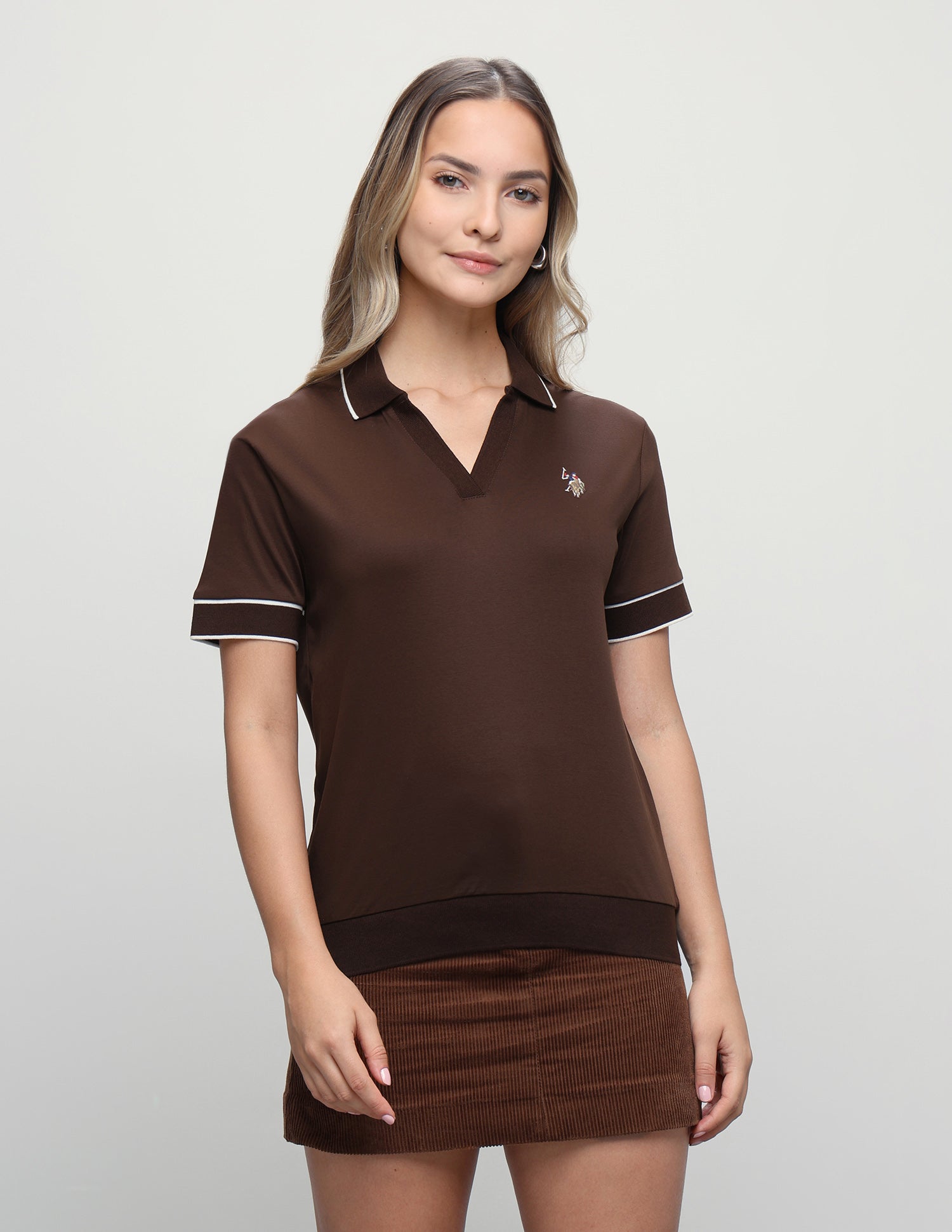 Solid Regular Fit Polo Shirt Dark Brown - U.S. Polo Assn. India | Large