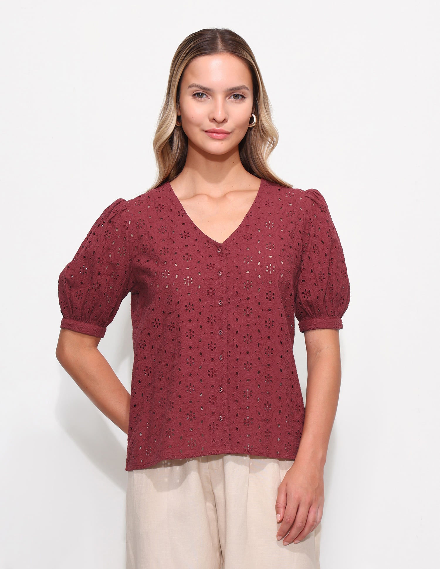 Schiffli Pure Cotton Top Red - U.S. Polo Assn. India | Large