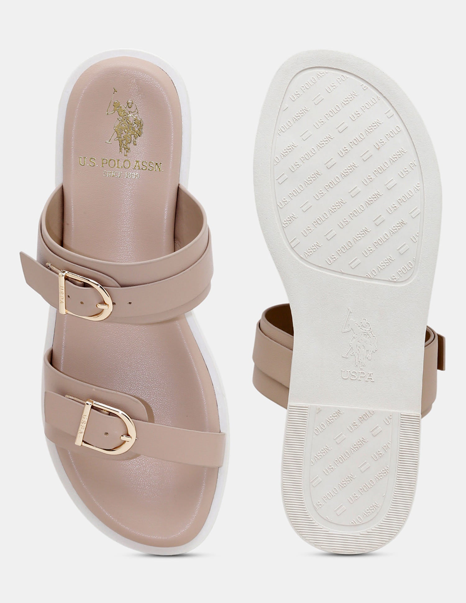 Women Jores Open Toe Buckle Sandals Nude - U.S. Polo Assn. India | Large