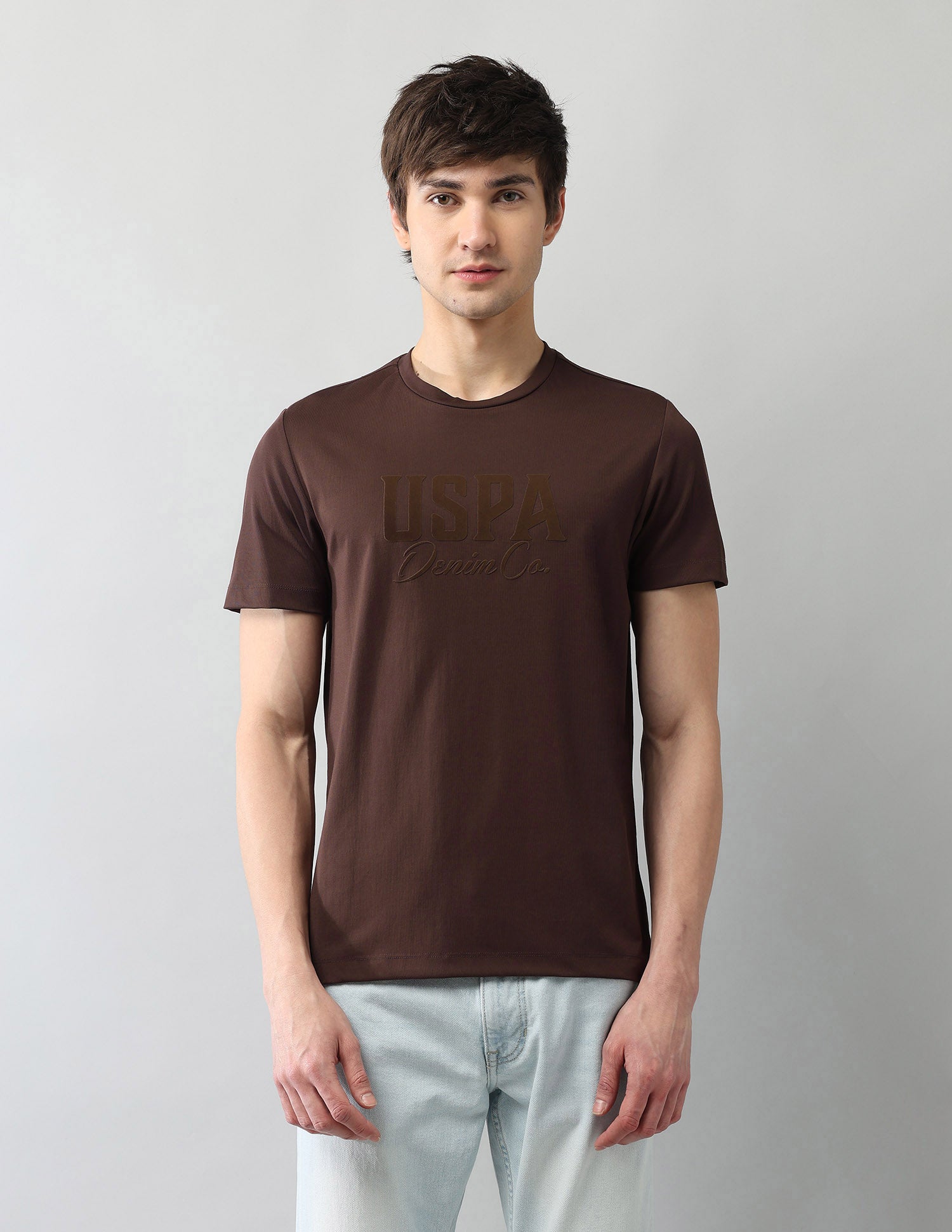 Brand Printed Muscle Fit Black Label T-Shirt Dark Brown - U.S. Polo Assn. India | Large