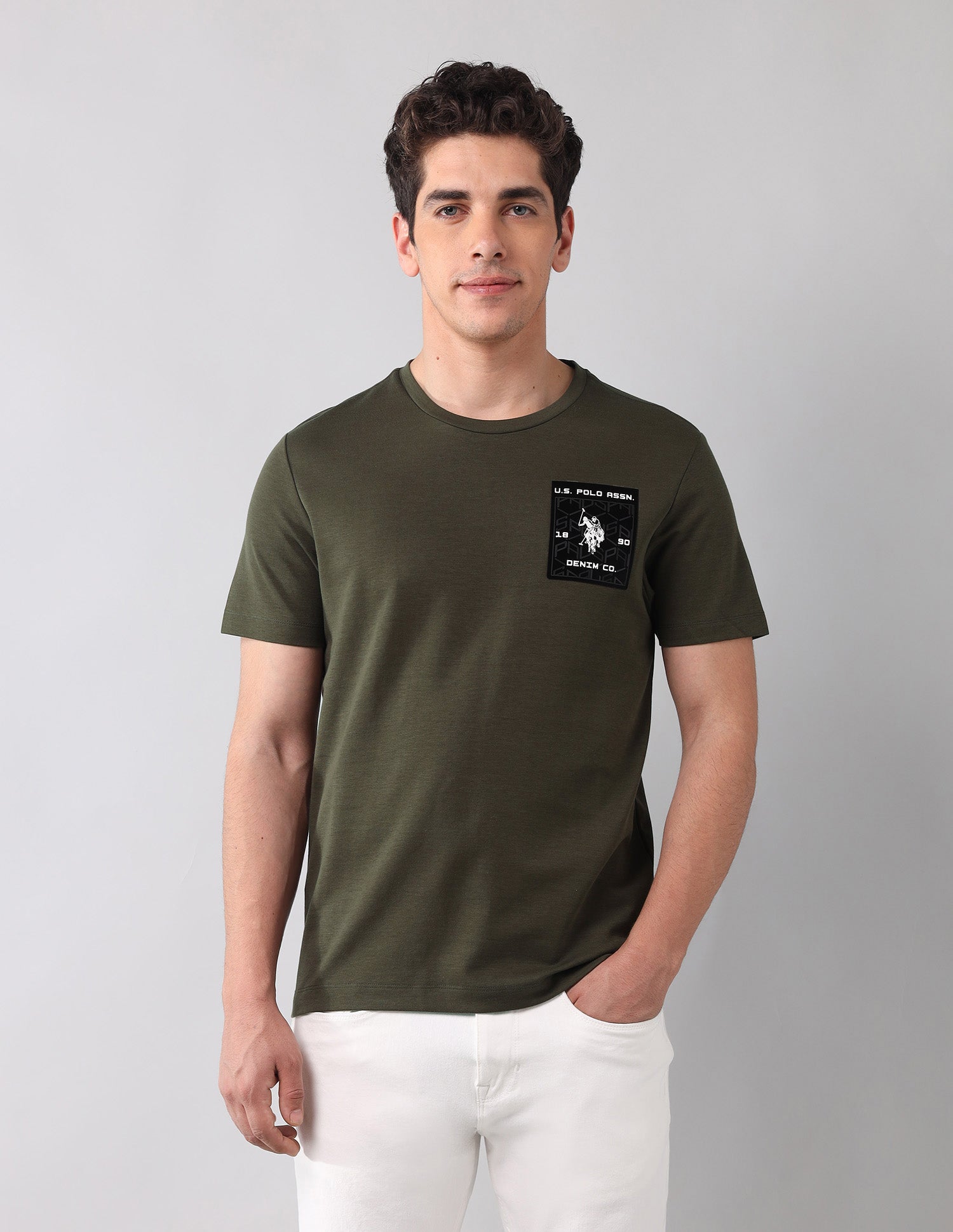 Brand Appliqued Black Label T-Shirt Olive - U.S. Polo Assn. India | Large
