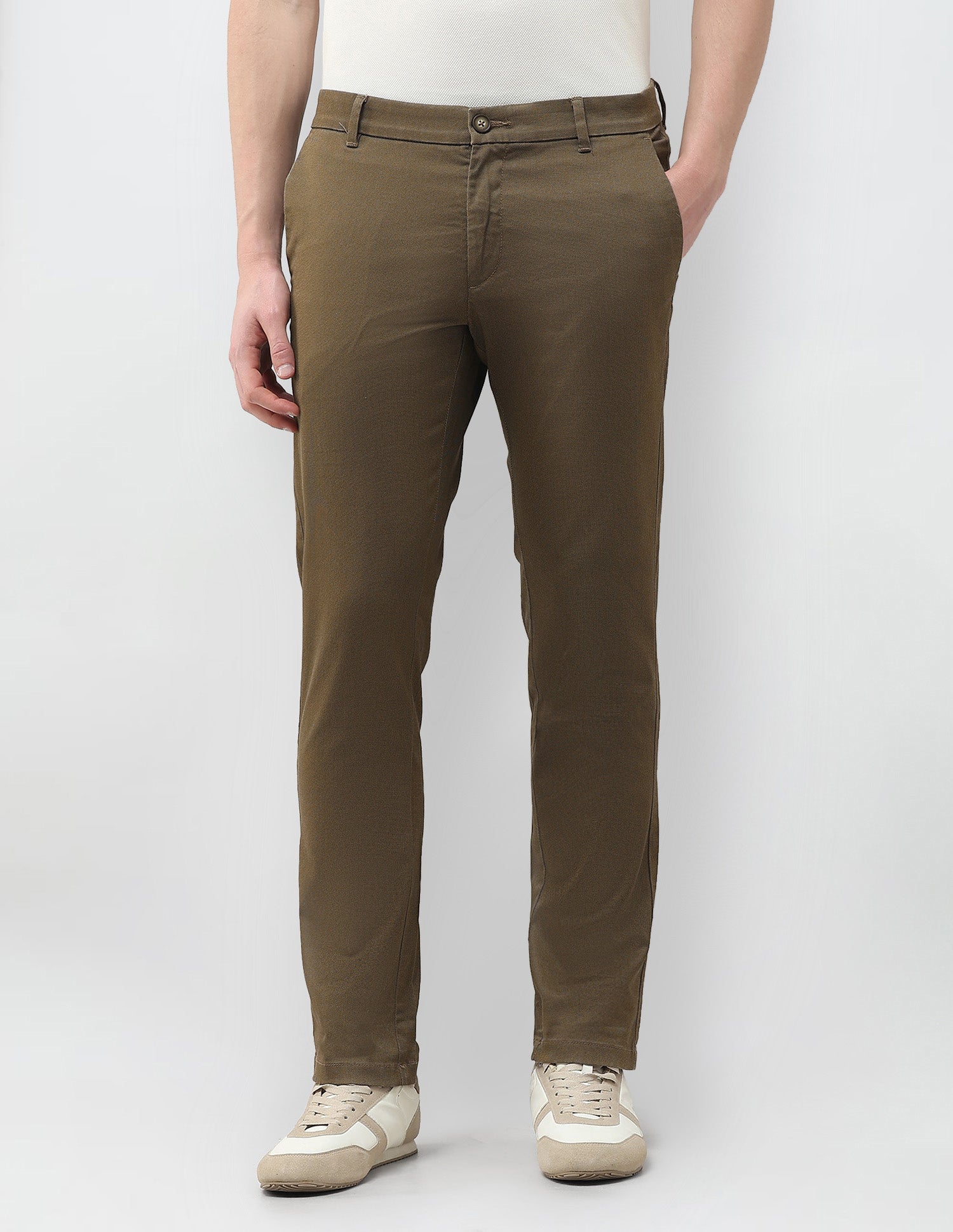 Super Slim Fit Satin Trousers Dark Khaki - U.S. Polo Assn. India | Large