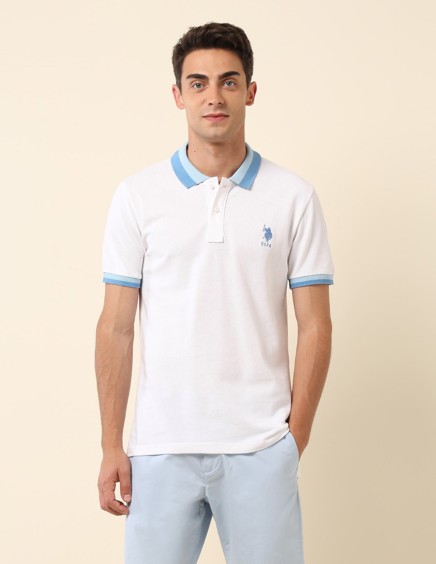 Solid Slim Fit Polo Shirt White - U.S. Polo Assn. India | Large